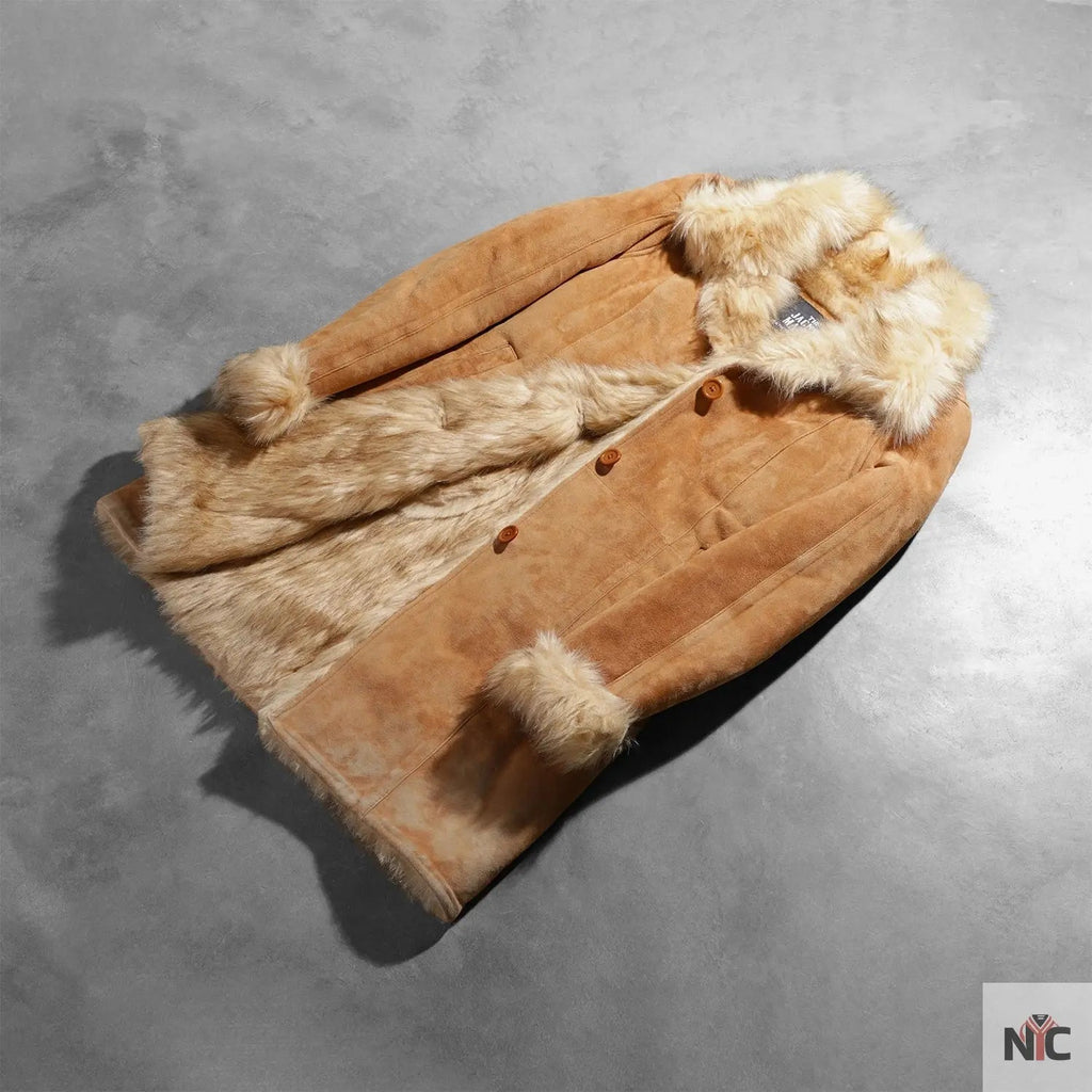 Erica Shearling Beige Leather Coat Clanton Jacket