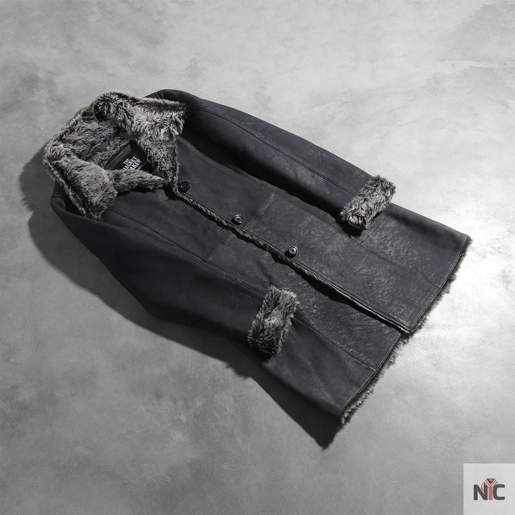 Erica Shearling Black Leather Coat Clanton Jacket