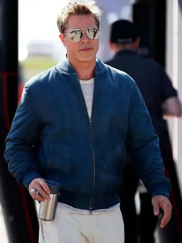 F1 Brad Pitt Inspired Blue Bomber Jacket