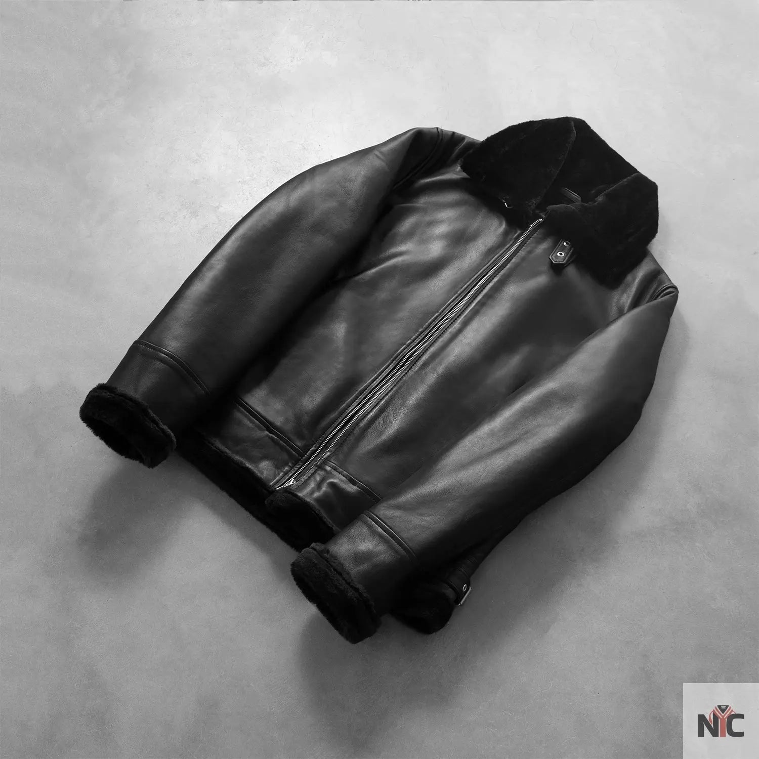 Francis B-3 Black Leather Bomber Jacket Shopotiny