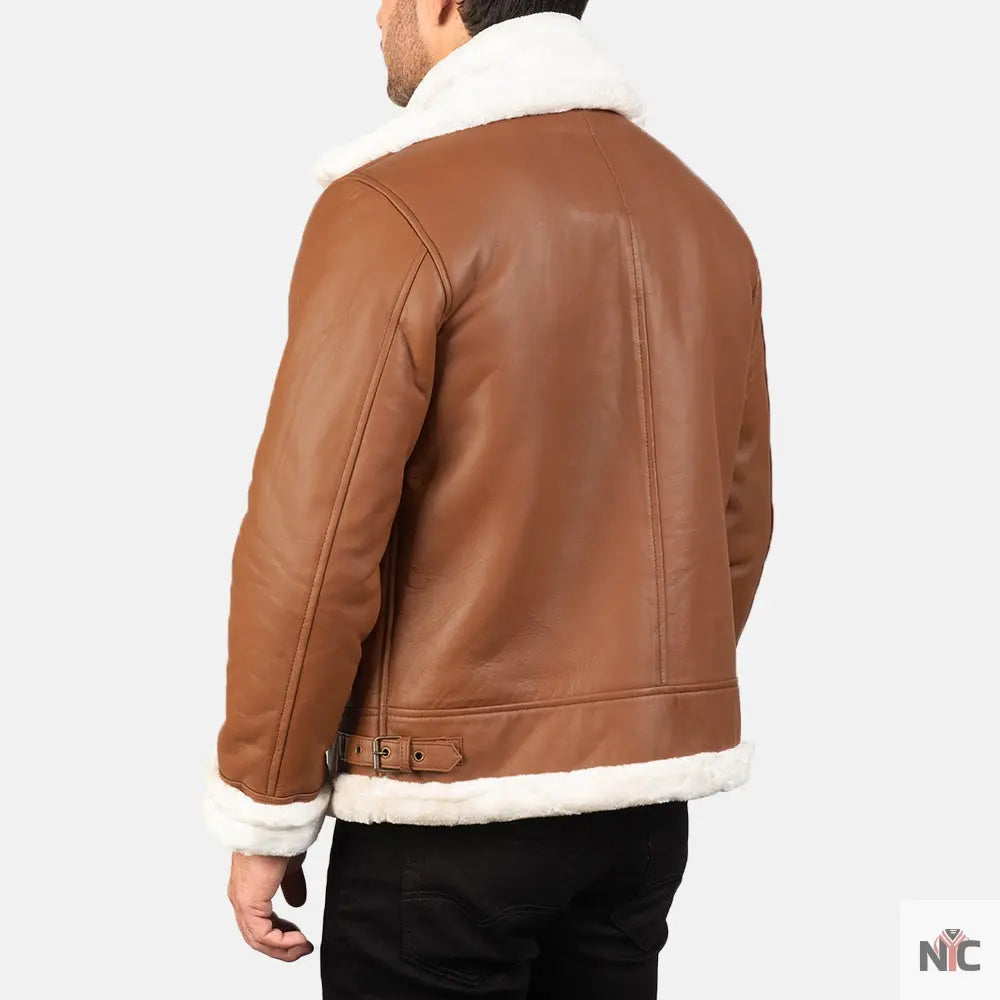 Francis B-3 Brown Leather Bomber Jacket Shopotiny