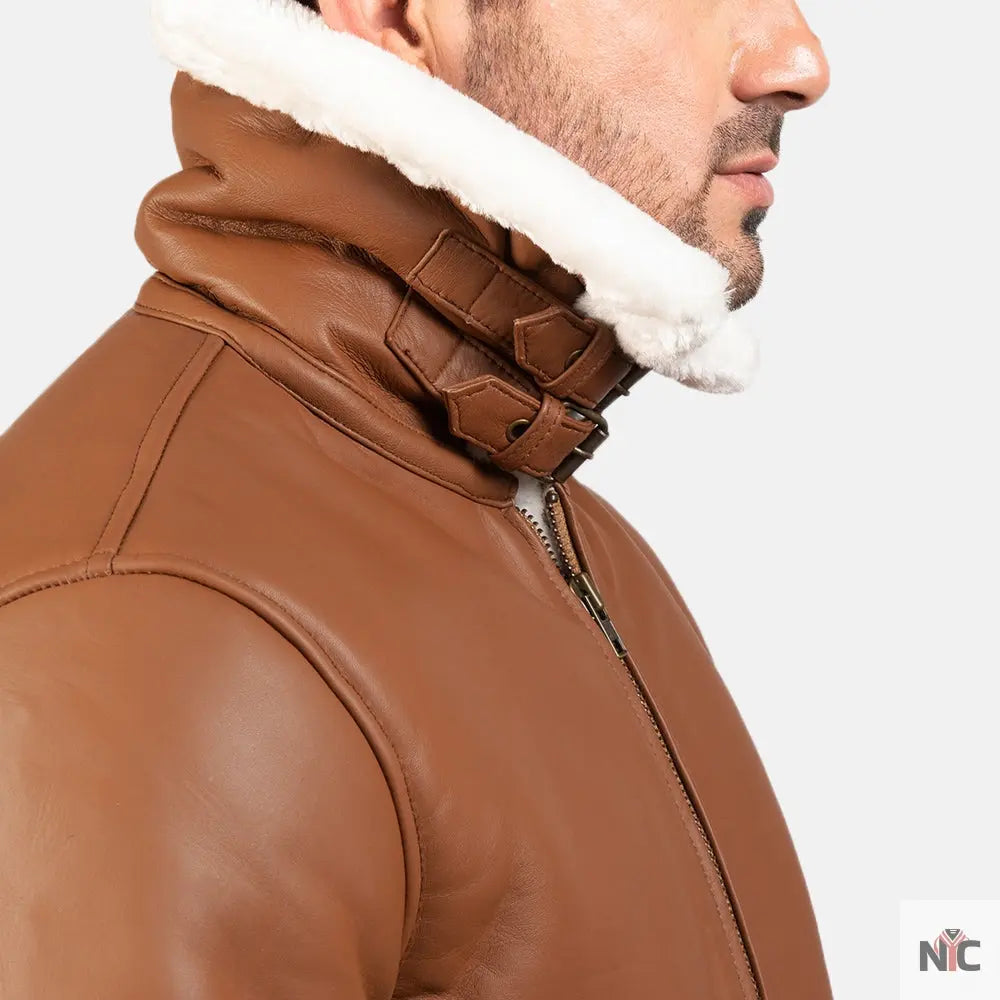 Francis B-3 Brown Leather Bomber Jacket Clanton Jacket