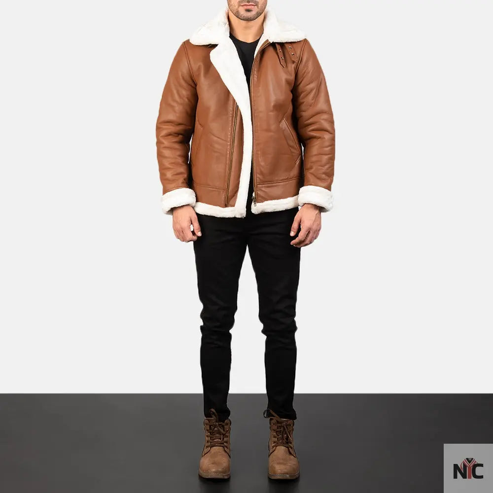Francis B-3 Brown Leather Bomber Jacket Shopotiny
