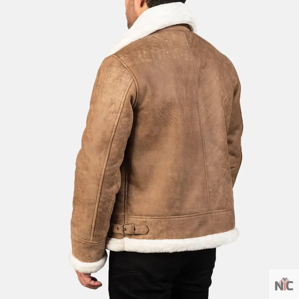 Francis B-3 Distressed Brown Leather Bomber Jacket Shopotiny