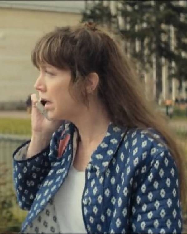 French Lover Sara Giraudeau Blue Printed Quilted Jacket