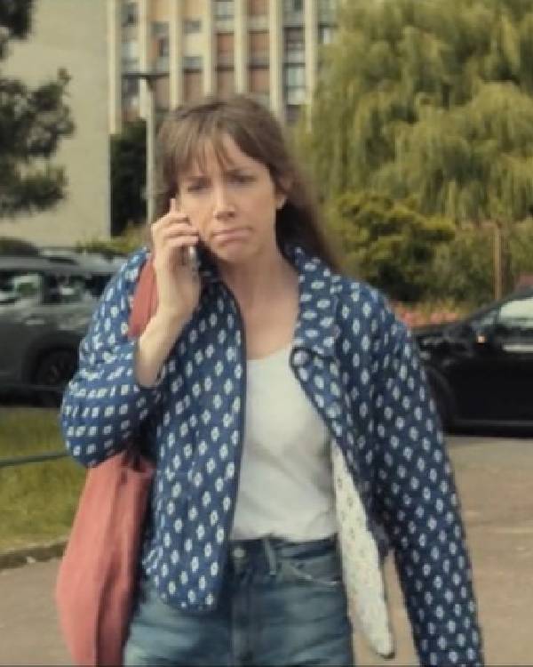 French Lover Sara Giraudeau Blue Printed Quilted Jacket