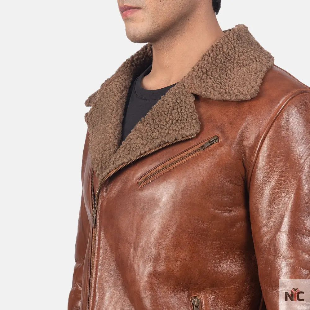 Furton Disressed Black Leather Biker Jacket Shopotiny
