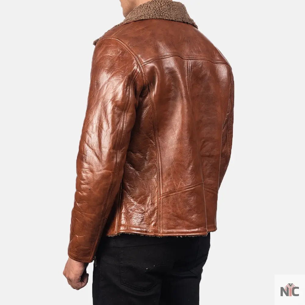 Furton Disressed Black Leather Biker Jacket Shopotiny