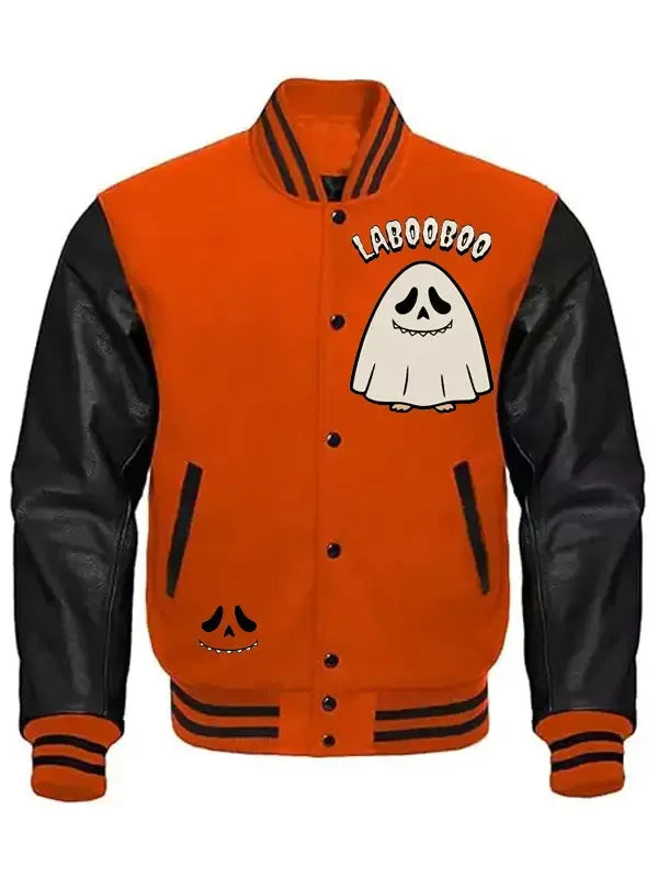 Ghostface x Labubu Wool With Leather Sleeves Jacket