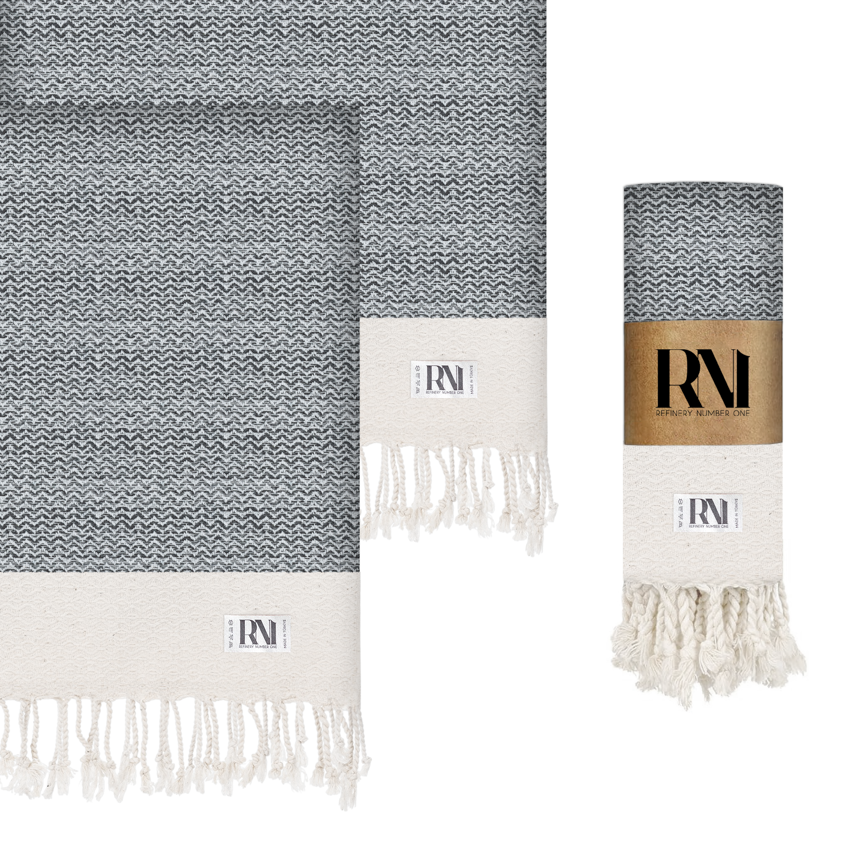 Artisan's Zigzag Turkish Hand Towel Set of 2 for Kitchen Bath Beach Gym and Yoga 17"x33"