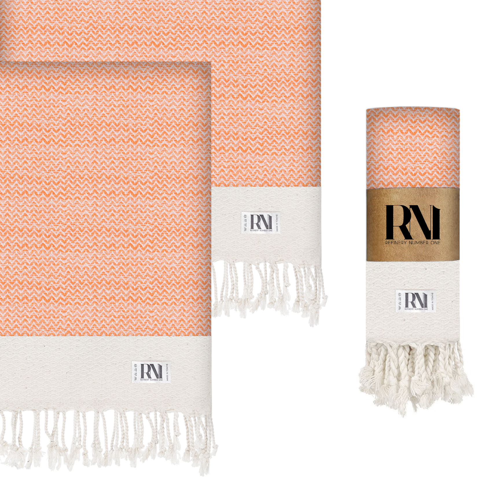 Artisan's Zigzag Turkish Hand Towel Set of 2 for Kitchen Bath Beach Gym and Yoga 17"x33"