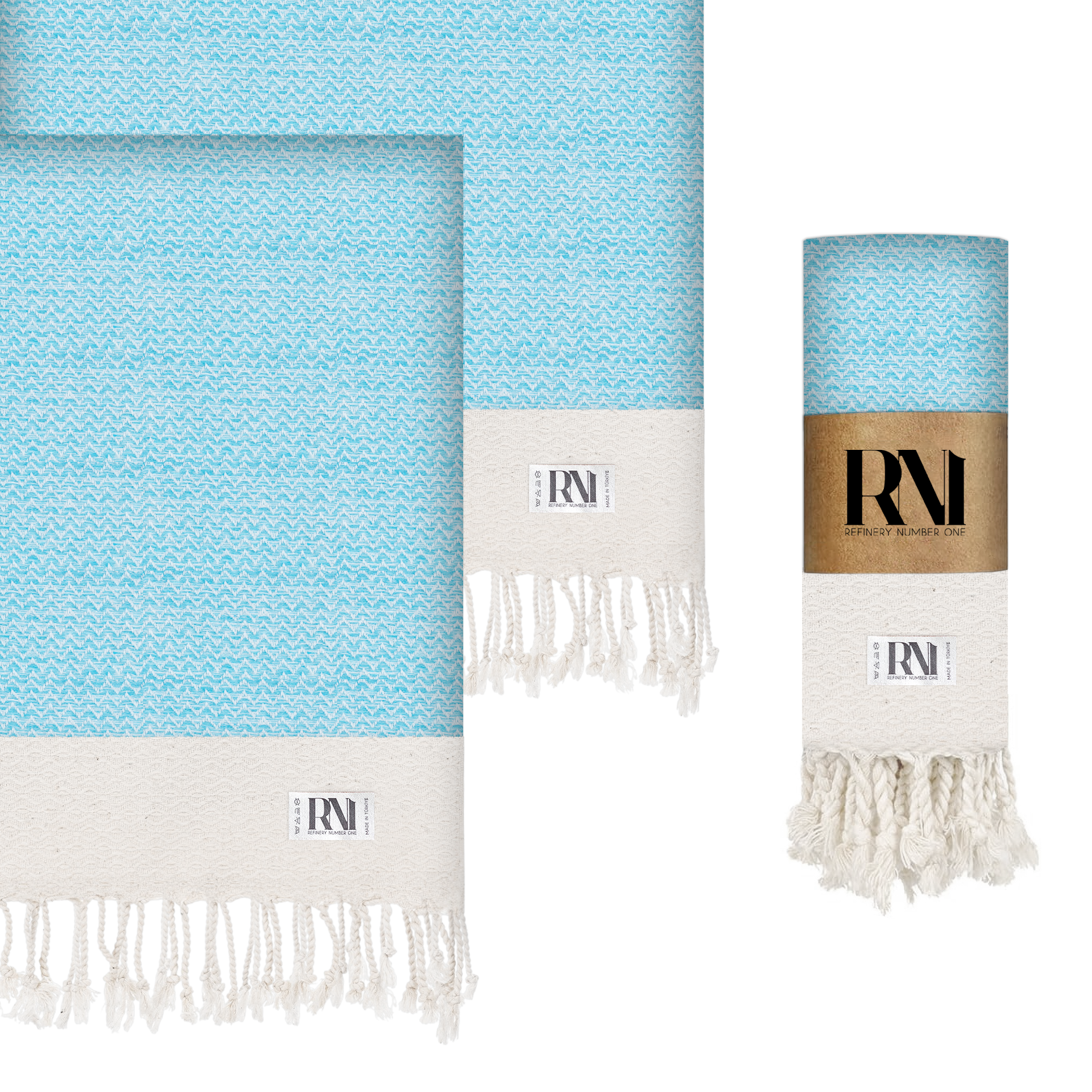 Artisan's Zigzag Turkish Hand Towel Set of 2 for Kitchen Bath Beach Gym and Yoga 17"x33"