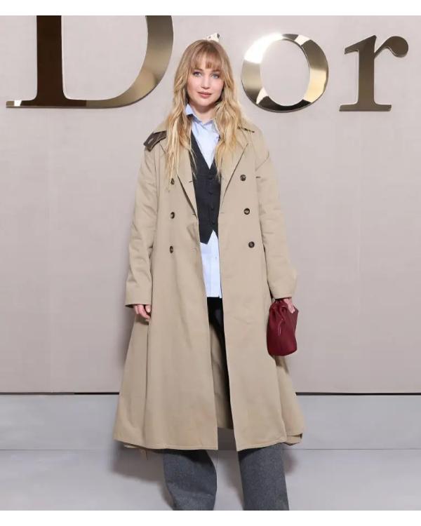 Jennifer Lawrence Paris Fashion Week 2025 Long Coat