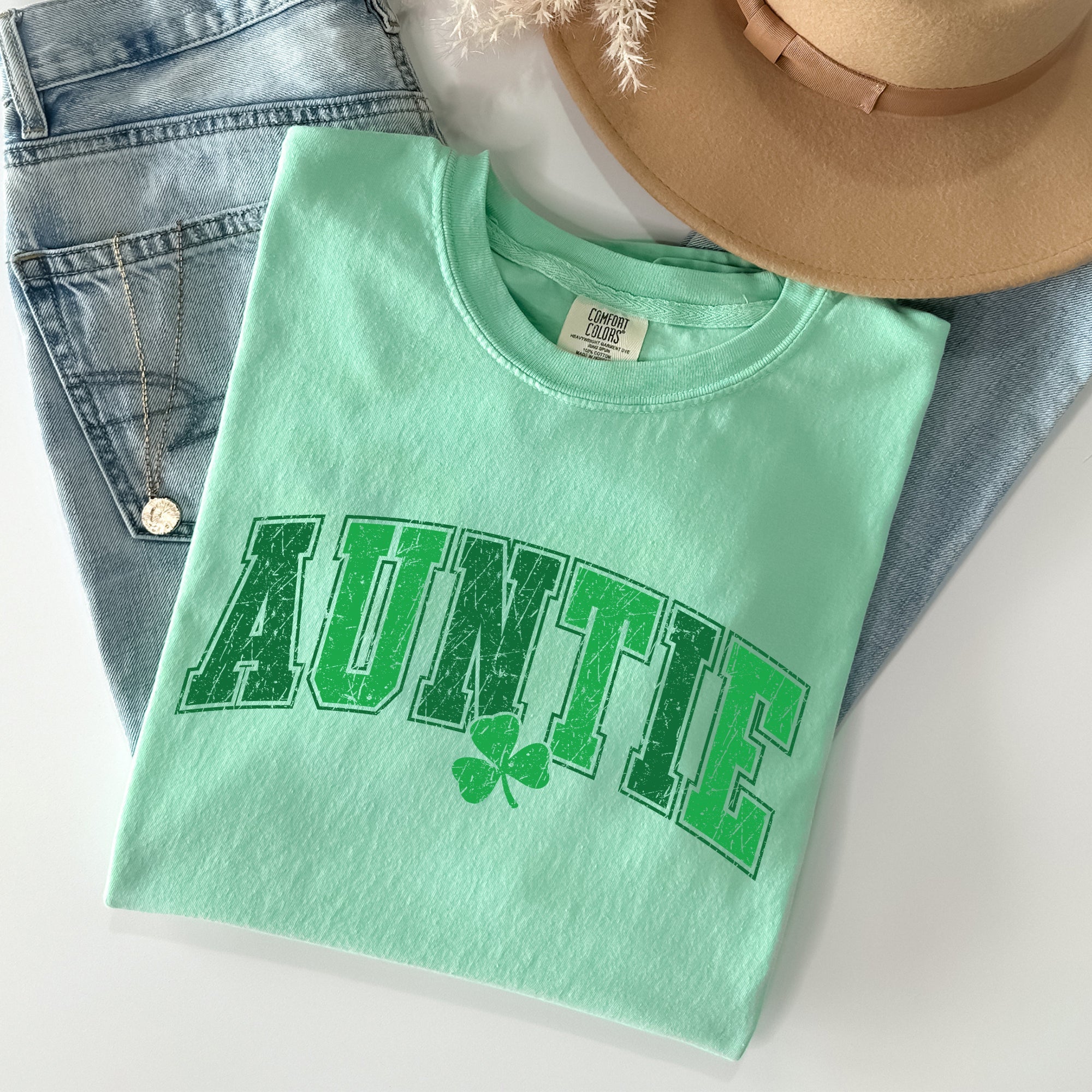 Auntie, St Patrick's Day, Shamrock Comfort Colors Tshirt