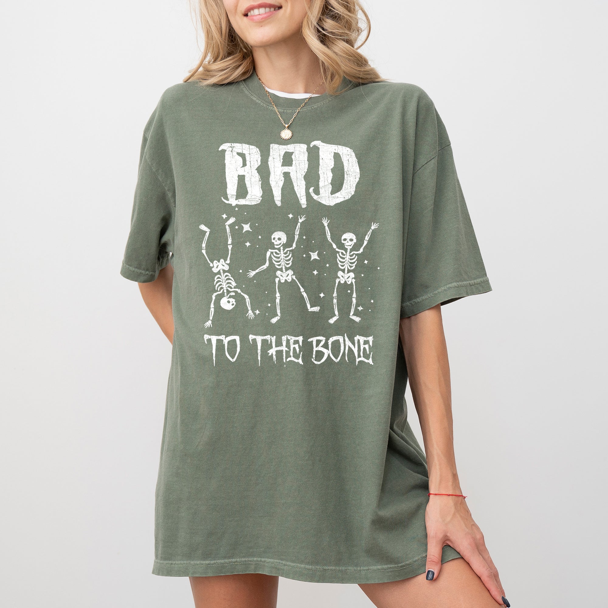 Bad To The Bone, Funny Skeleton, Witch, Aesthetic, Meme, Halloween, Spooky, Costume, Tshirt Comfort Colors T-Shirt