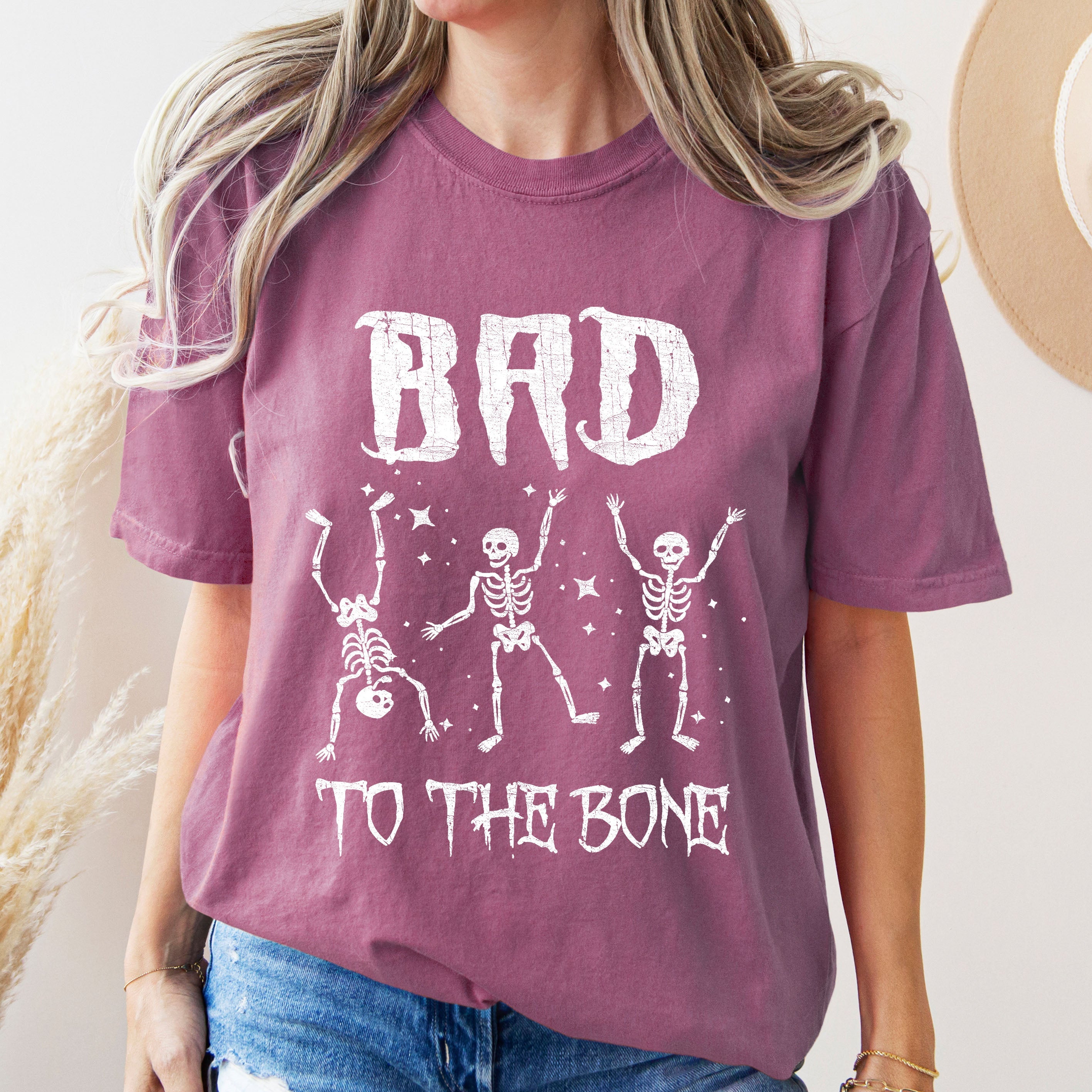 Bad To The Bone, Funny Skeleton, Retro, Aesthetic, Vintage, Comfort Colors Tshirt