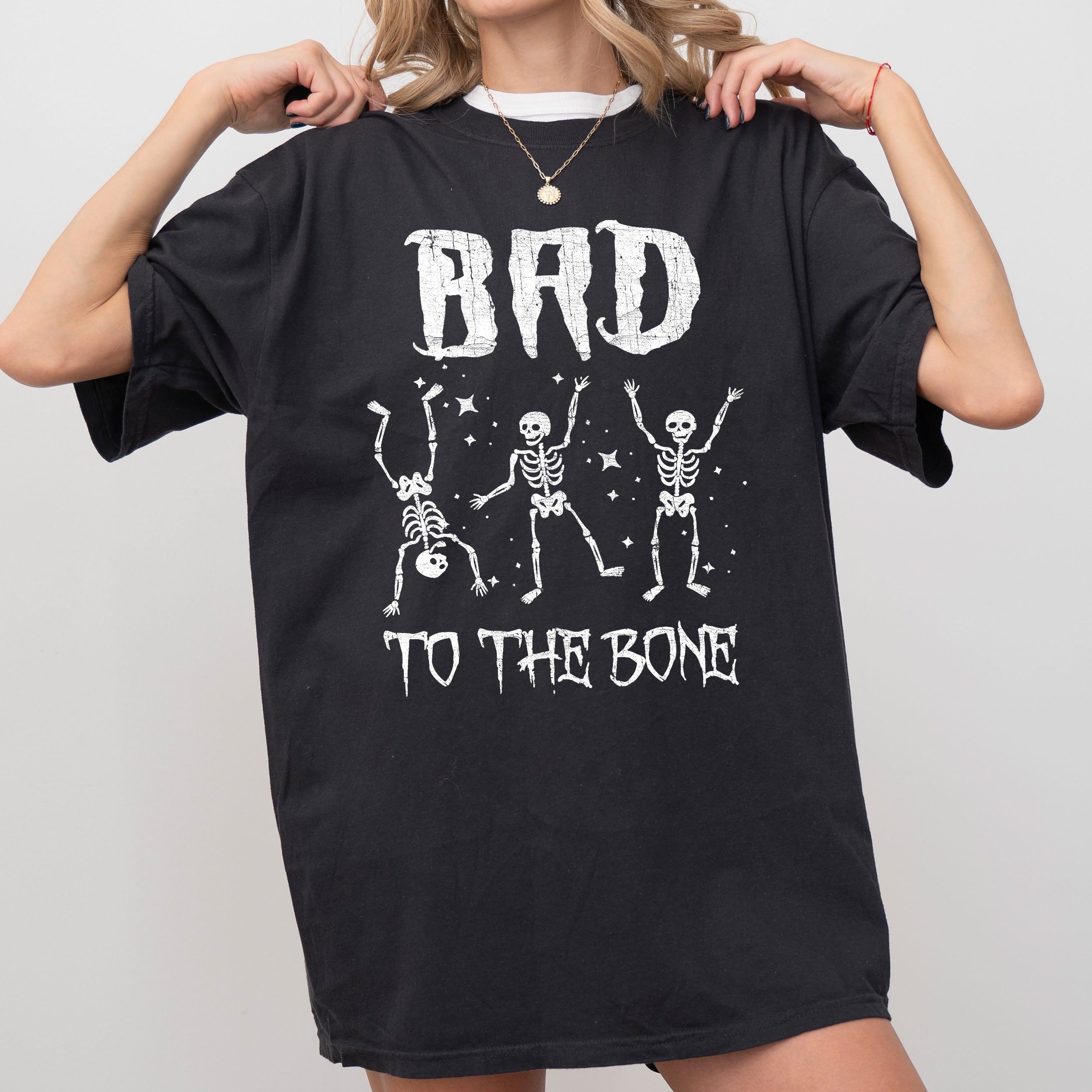 Bad To The Bone, Funny Skeleton, Retro, Aesthetic, Vintage, Comfort Colors Tshirt