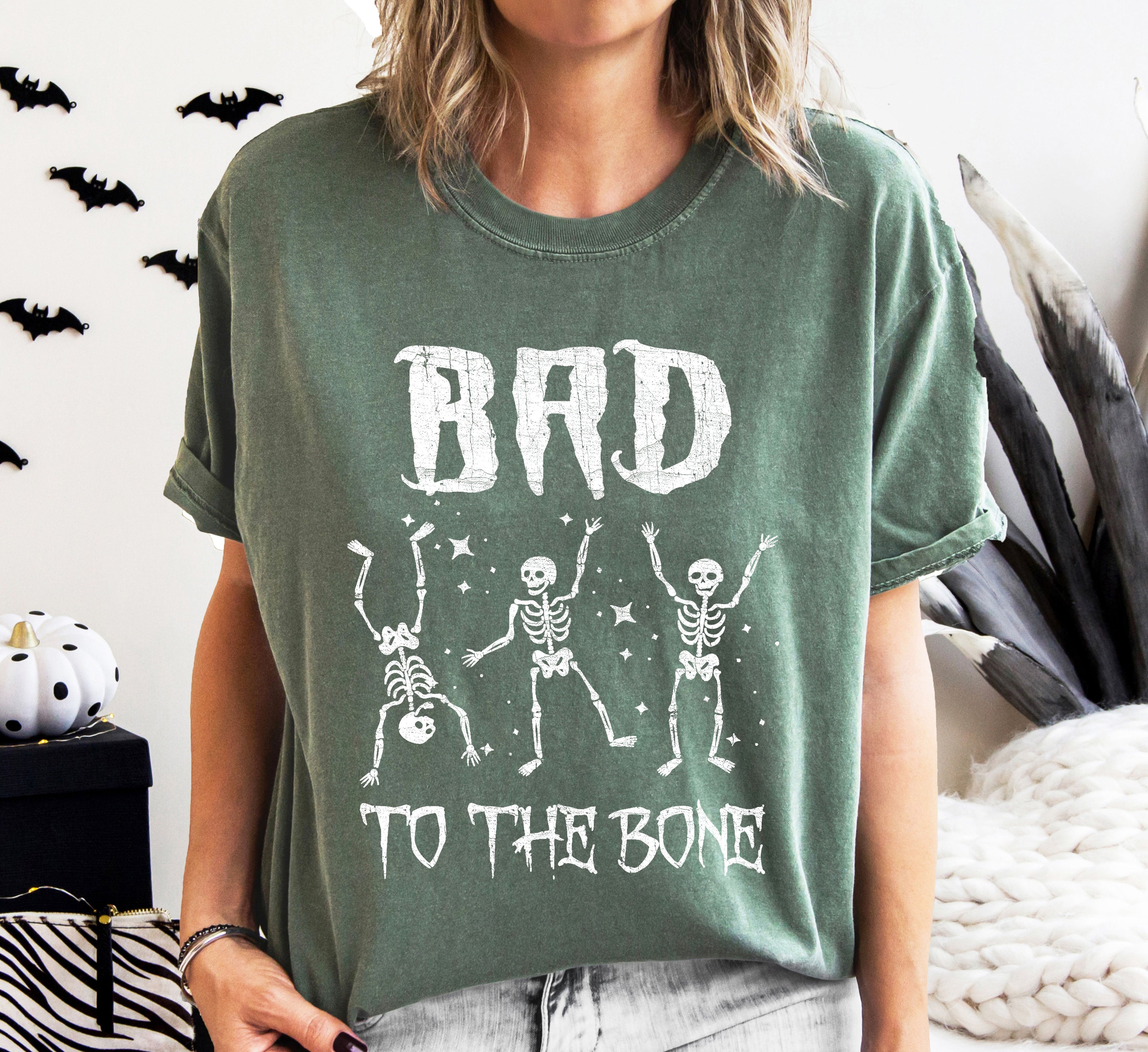 Bad To The Bone, Funny Skeleton, Retro, Aesthetic, Vintage, Comfort Colors Tshirt