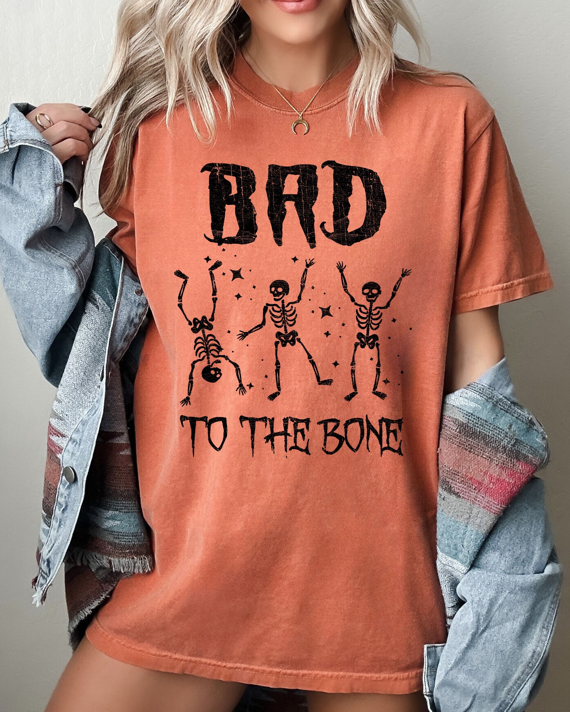 Bad To The Bone, Funny Skeleton, Witch, Aesthetic, Meme, Halloween, Spooky, Costume, Tshirt Comfort Colors T-Shirt