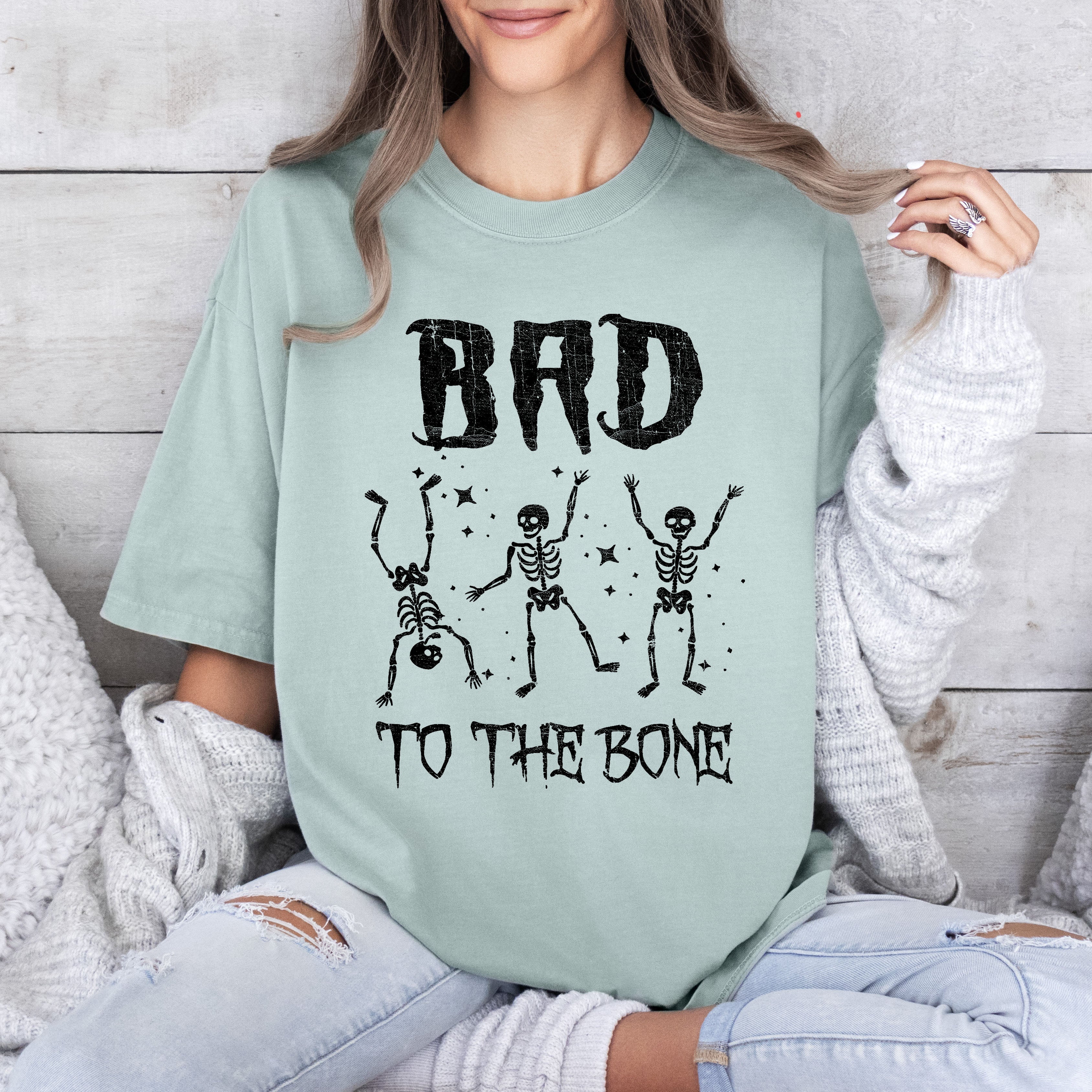 Bad To The Bone, Funny Skeleton, Retro, Aesthetic, Vintage, Comfort Colors Tshirt