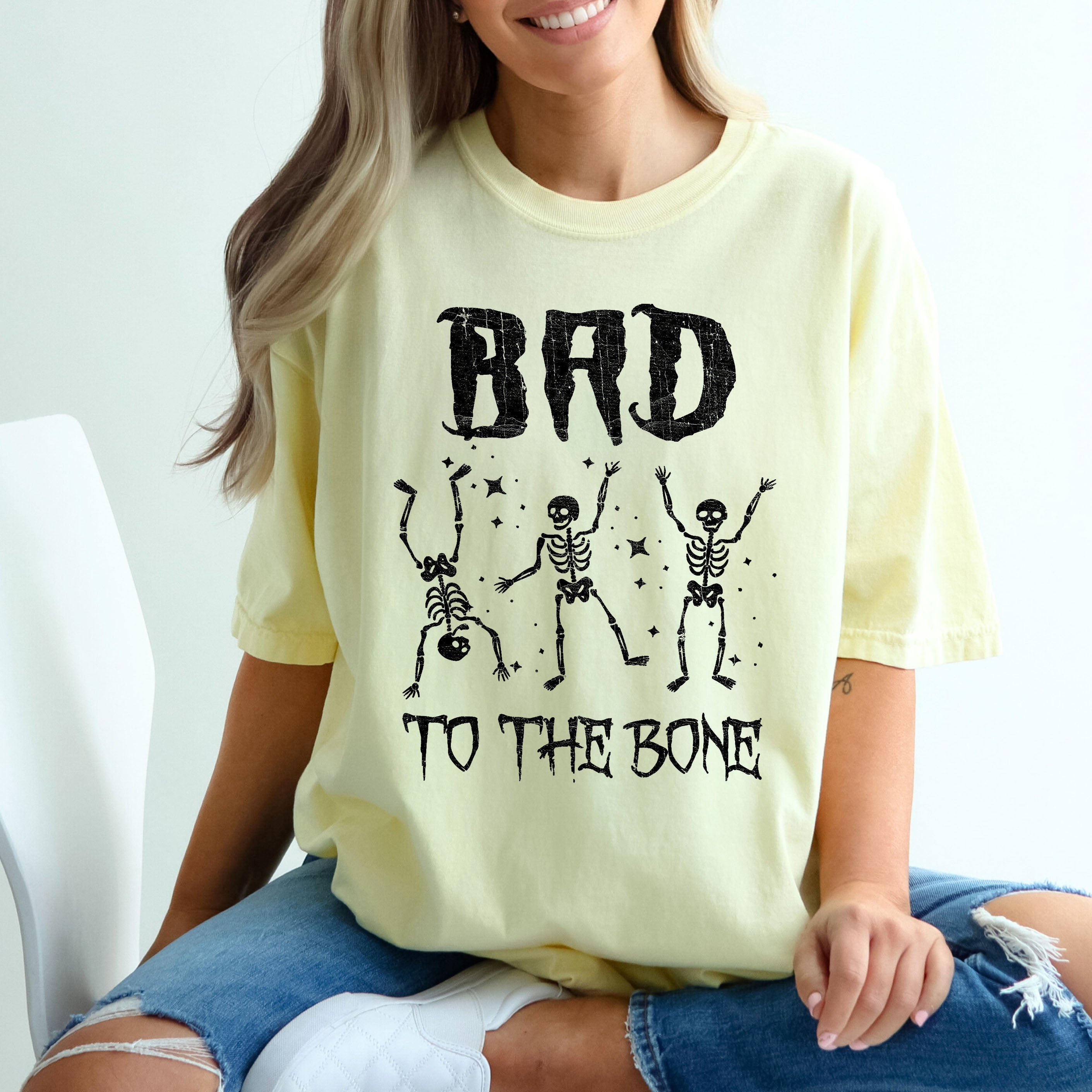 Bad To The Bone, Funny Skeleton, Retro, Aesthetic, Vintage, Comfort Colors Tshirt