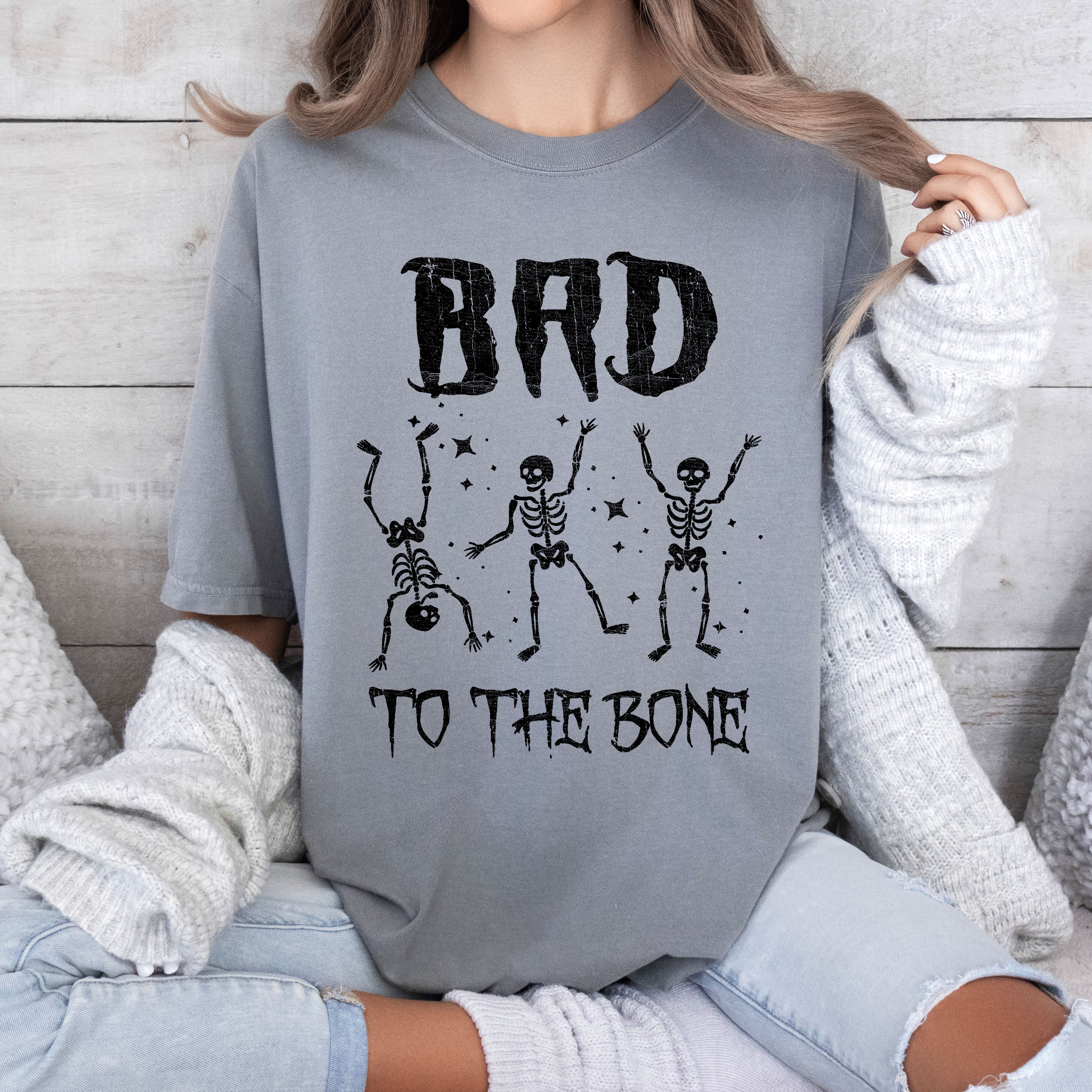 Bad To The Bone, Funny Skeleton, Retro, Aesthetic, Vintage, Comfort Colors Tshirt