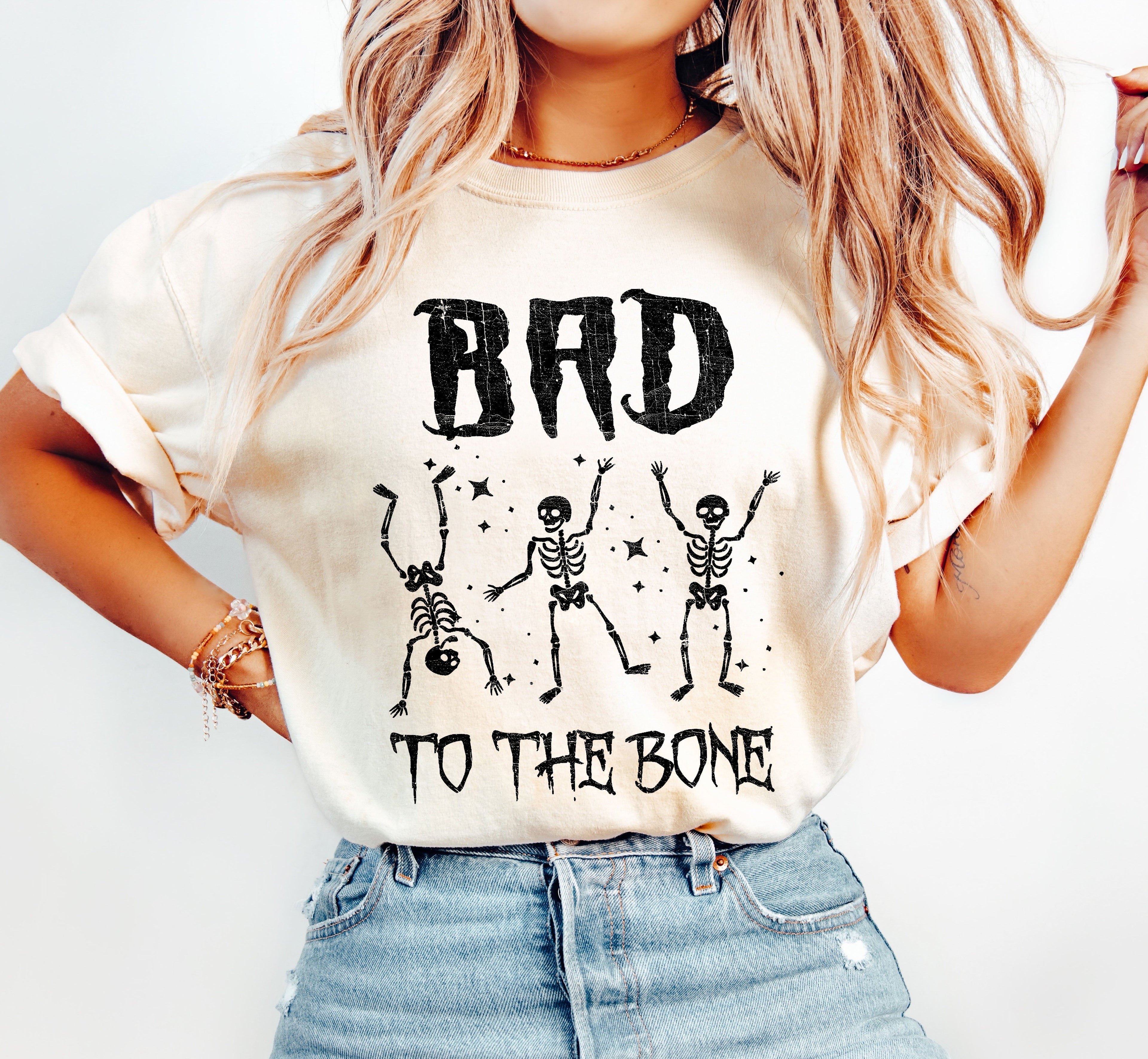 Bad To The Bone, Funny Skeleton, Retro, Aesthetic, Vintage, Comfort Colors Tshirt
