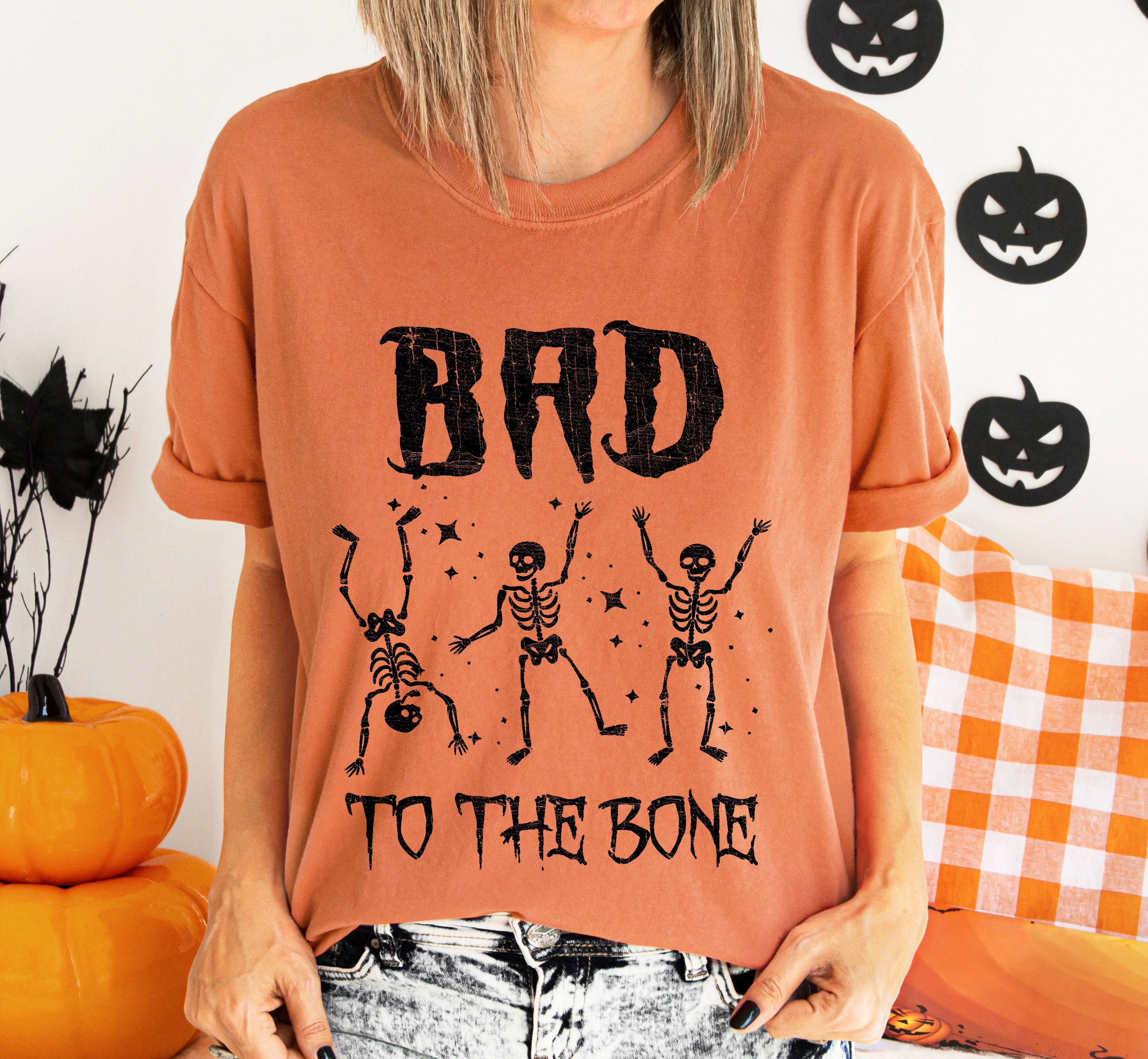 Bad To The Bone, Funny Skeleton, Retro, Aesthetic, Vintage, Comfort Colors Tshirt