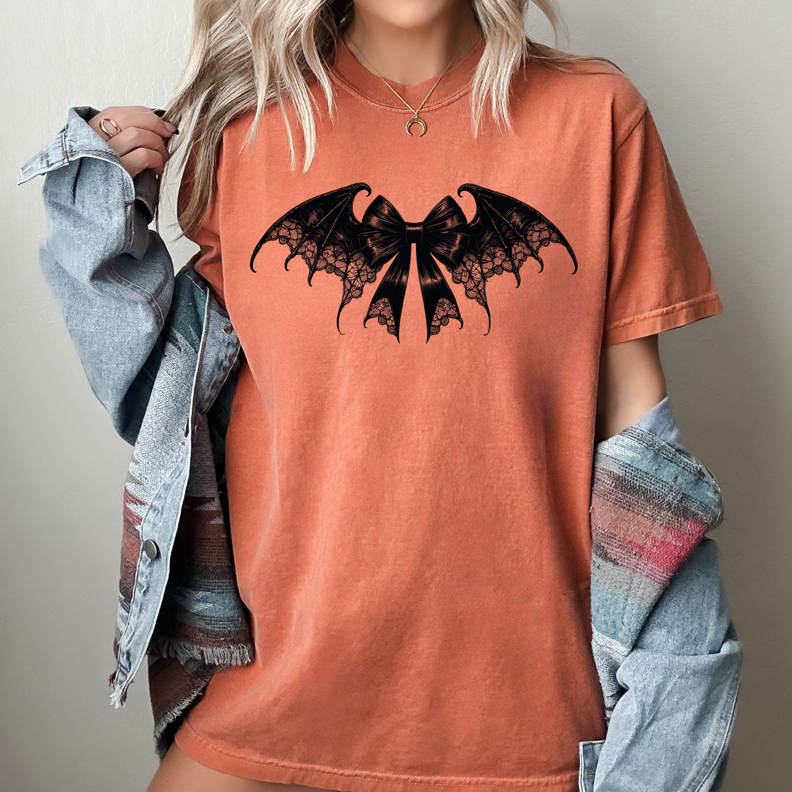 Bat Wings, Vintage Ribbon, Ghost, Western, Witch, Aesthetic, Meme, Halloween, Costume, Tshirt Comfort Colors T-Shirt
