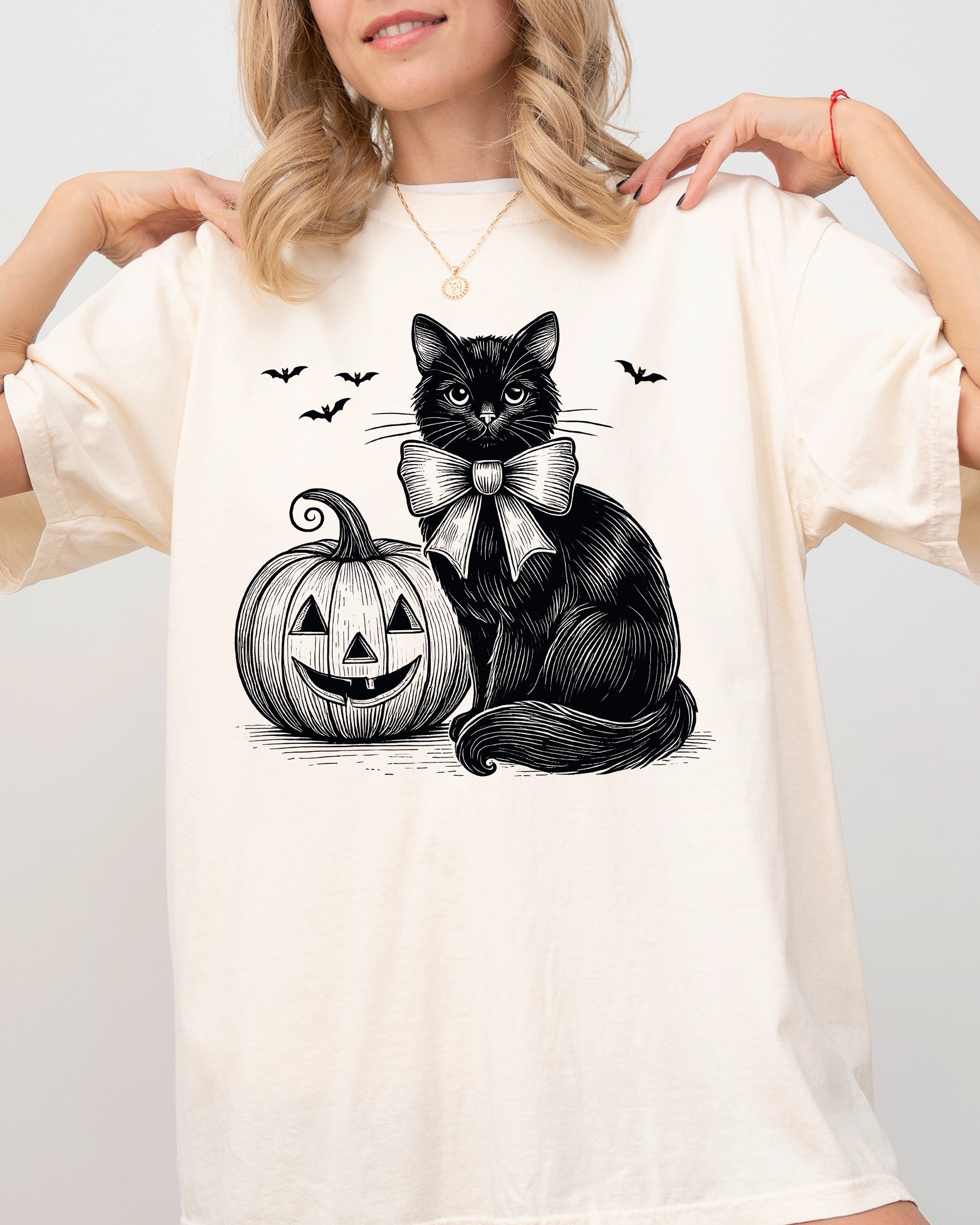 Black Cat, Pumpkin, Animal Lover, Vintage, Ghost, Western, Witch, Aesthetic, Meme, Halloween, Costume, Tshirt Comfort Colors T-Shirt