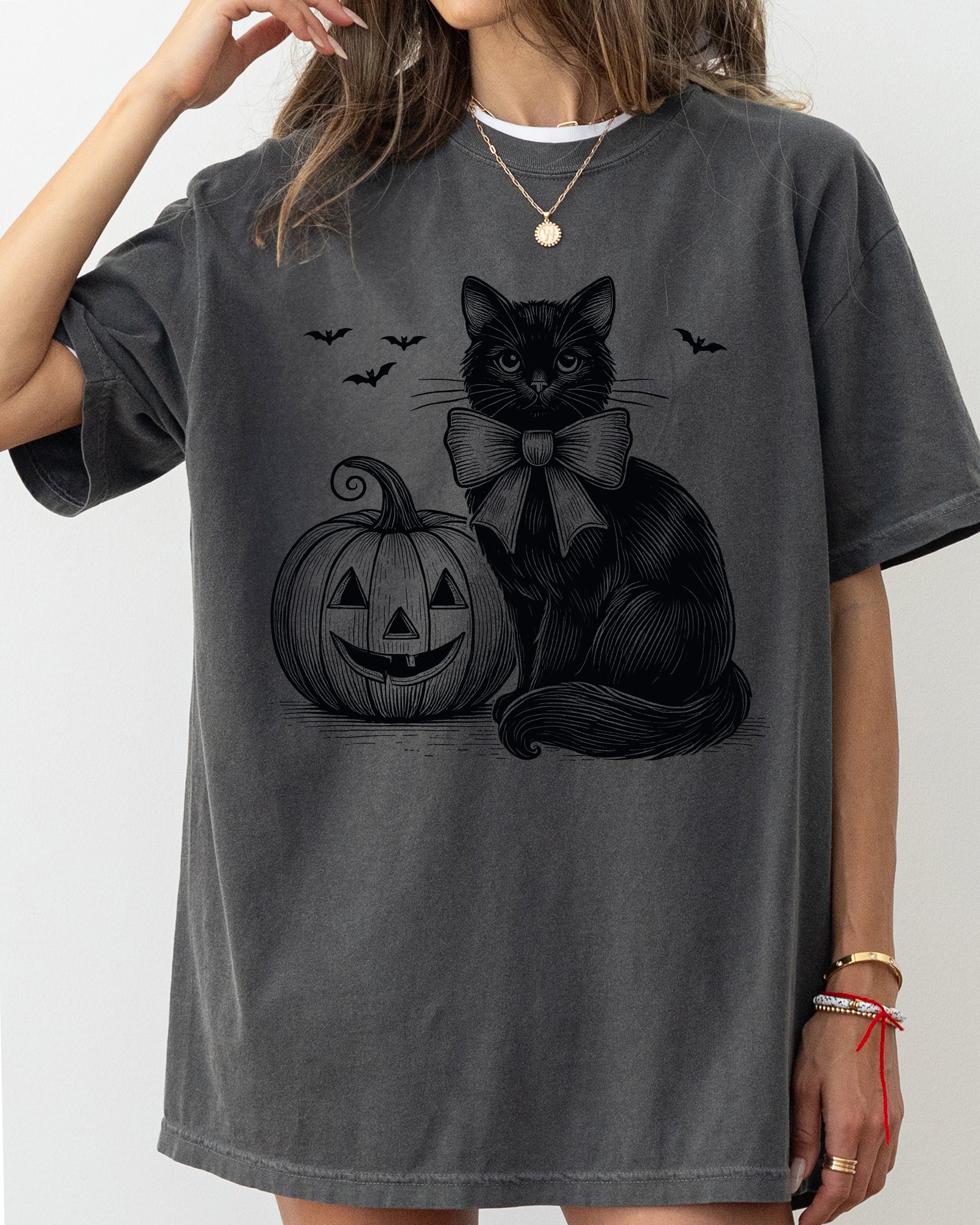 Black Cat, Pumpkin, Animal Lover, Vintage, Ghost, Western, Witch, Aesthetic, Meme, Halloween, Costume, Tshirt Comfort Colors T-Shirt