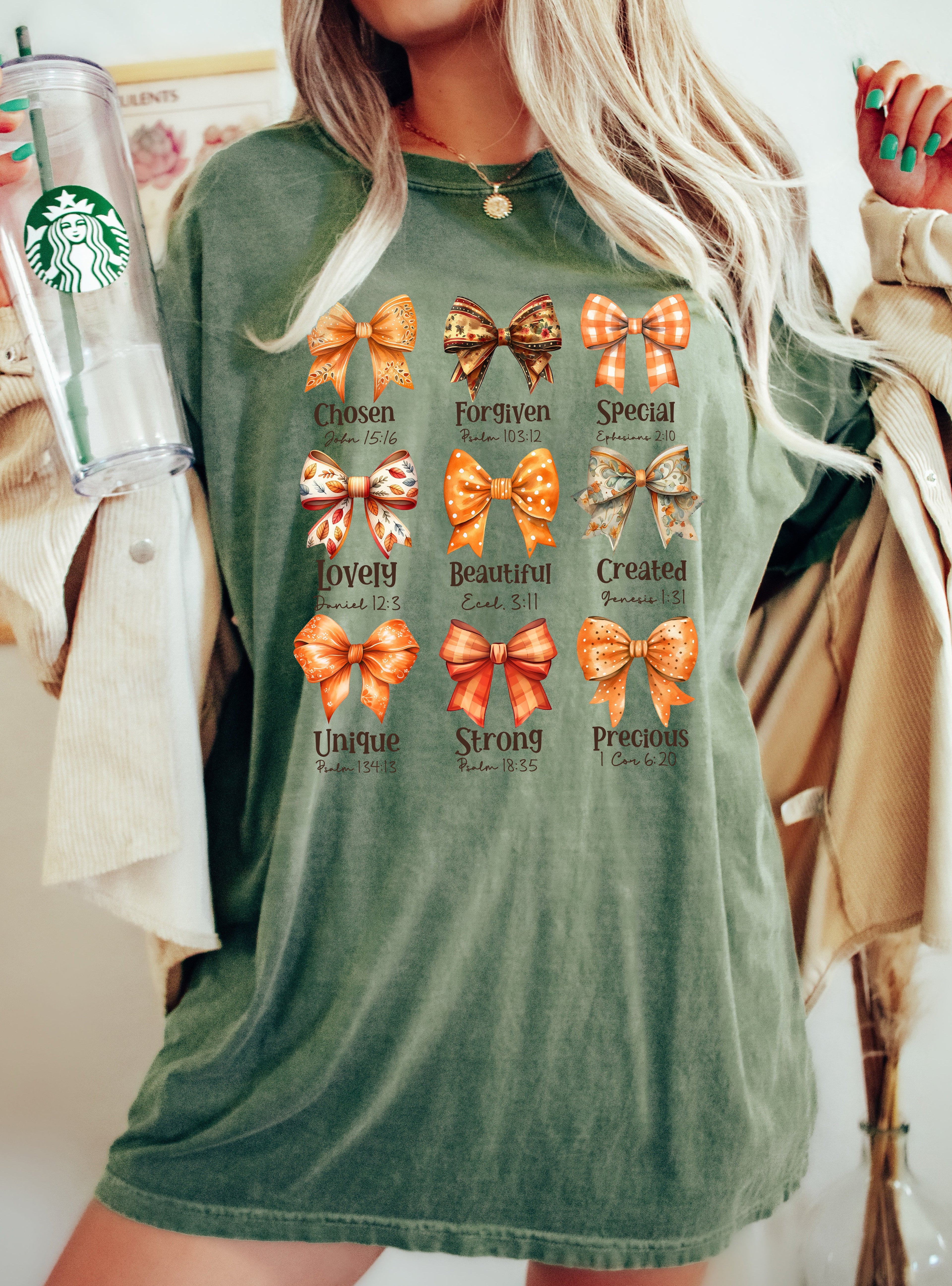 Bible Verse, Bow, Ribbon, Christian, Fall, Western, Witch, Aesthetic, Meme, Halloween, Costume, Tshirt Comfort Colors T-Shirt