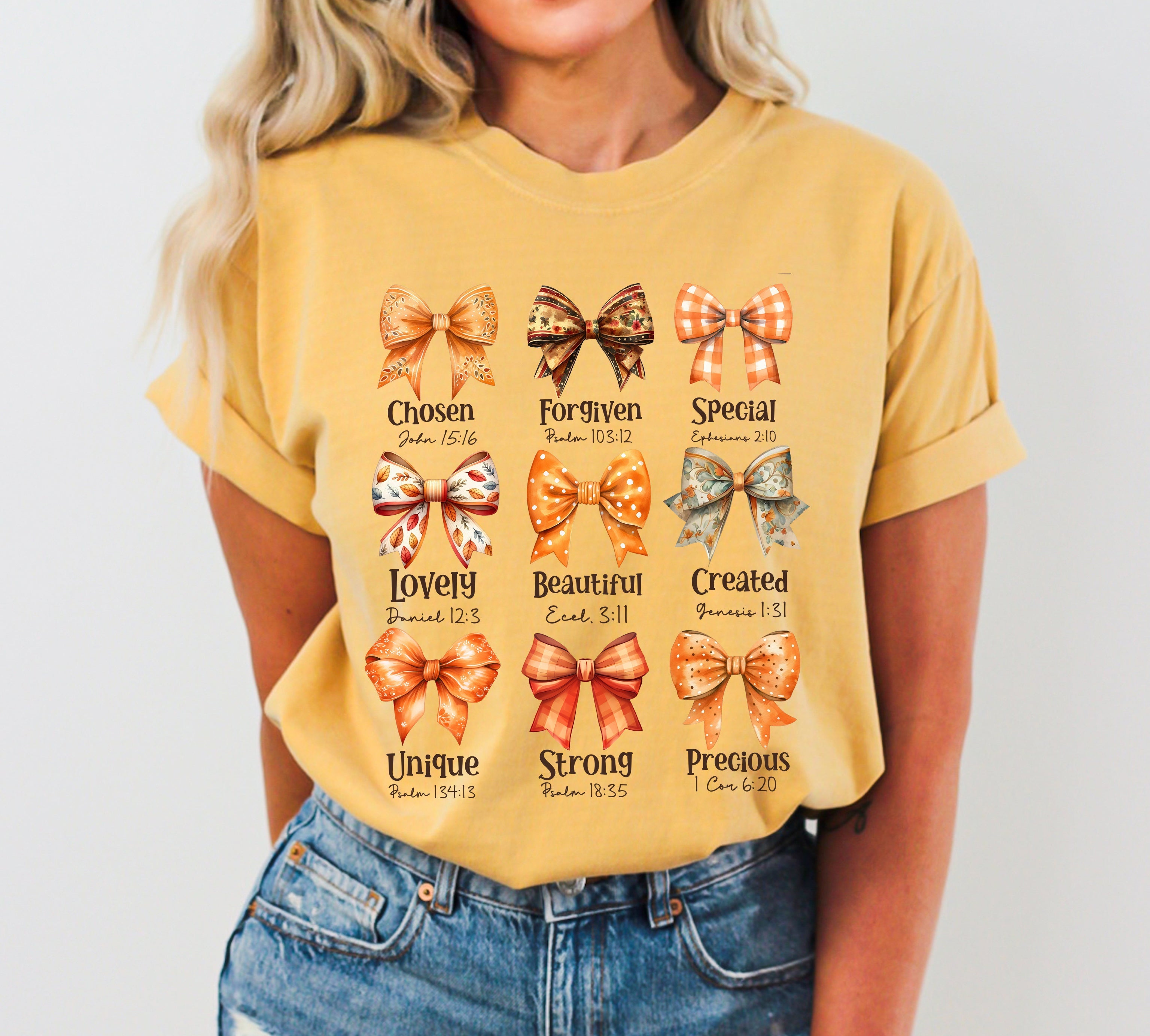 Bible Verse, Bow, Ribbon, Christian, Fall, Western, Witch, Aesthetic, Meme, Halloween, Costume, Tshirt Comfort Colors T-Shirt