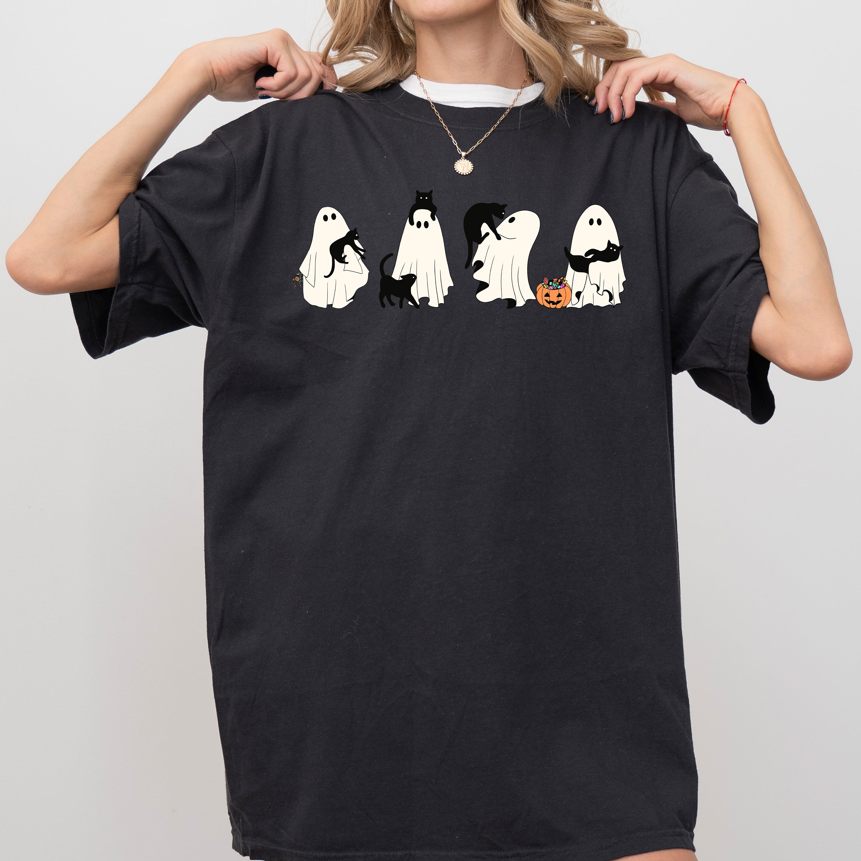 Black Cat, Ghost, Skeleton, Vintage, Western, Witch, Aesthetic, Meme, Halloween, Costume, Tshirt Comfort Colors T-Shirt
