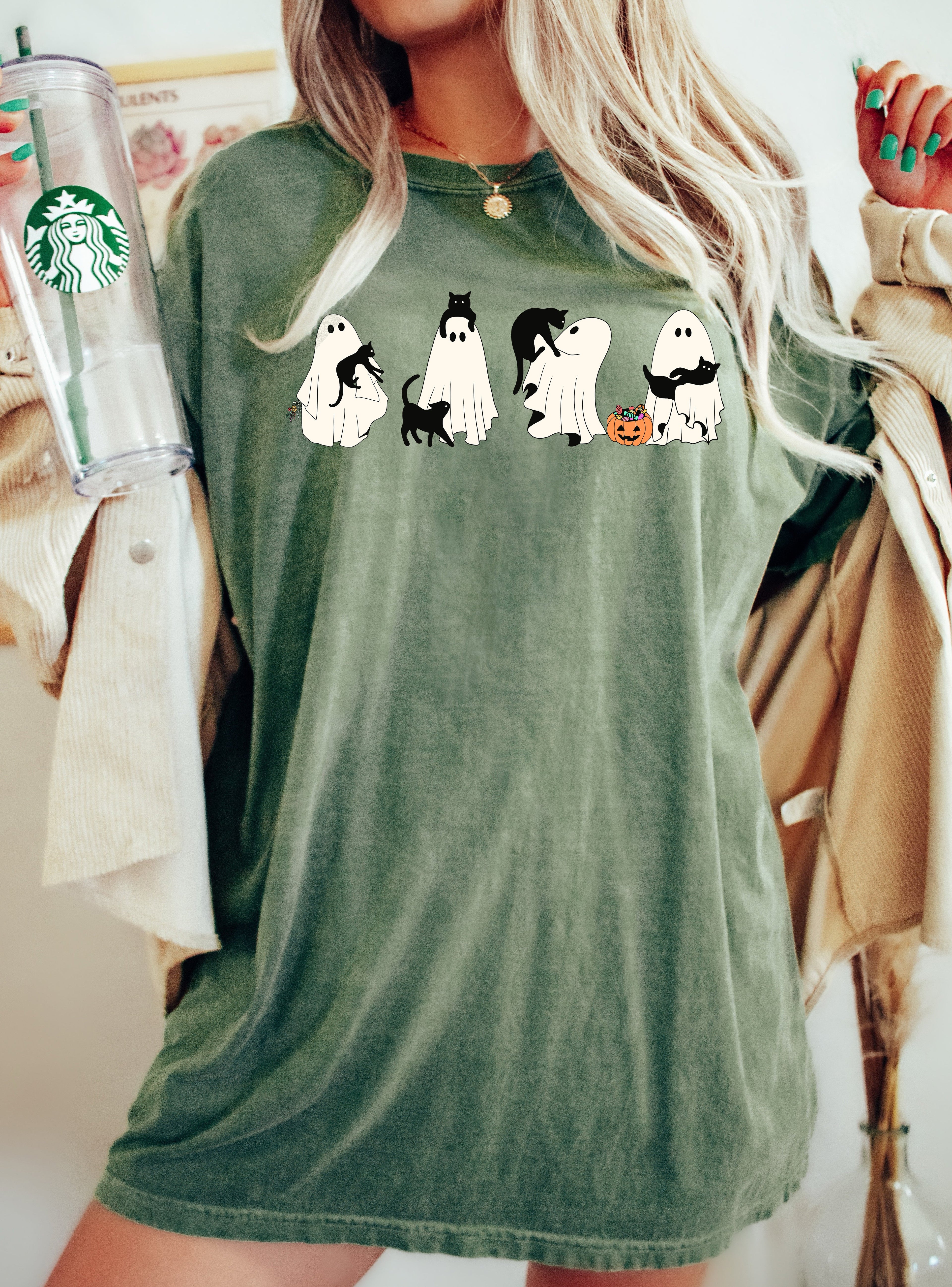 Black Cat, Ghost, Skeleton, Vintage, Western, Witch, Aesthetic, Meme, Halloween, Costume, Tshirt Comfort Colors T-Shirt