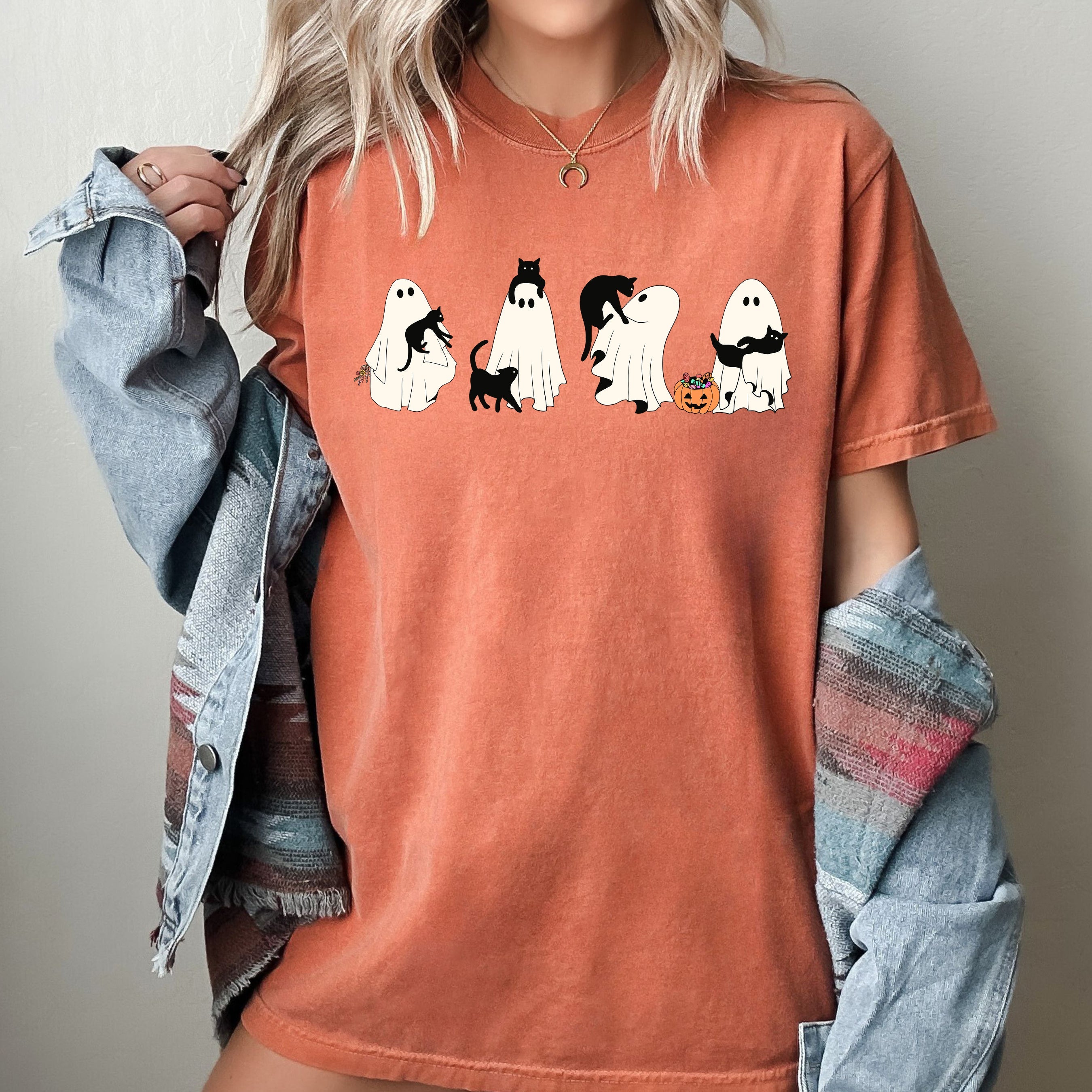 Black Cat, Ghost, Skeleton, Vintage, Western, Witch, Aesthetic, Meme, Halloween, Costume, Tshirt Comfort Colors T-Shirt