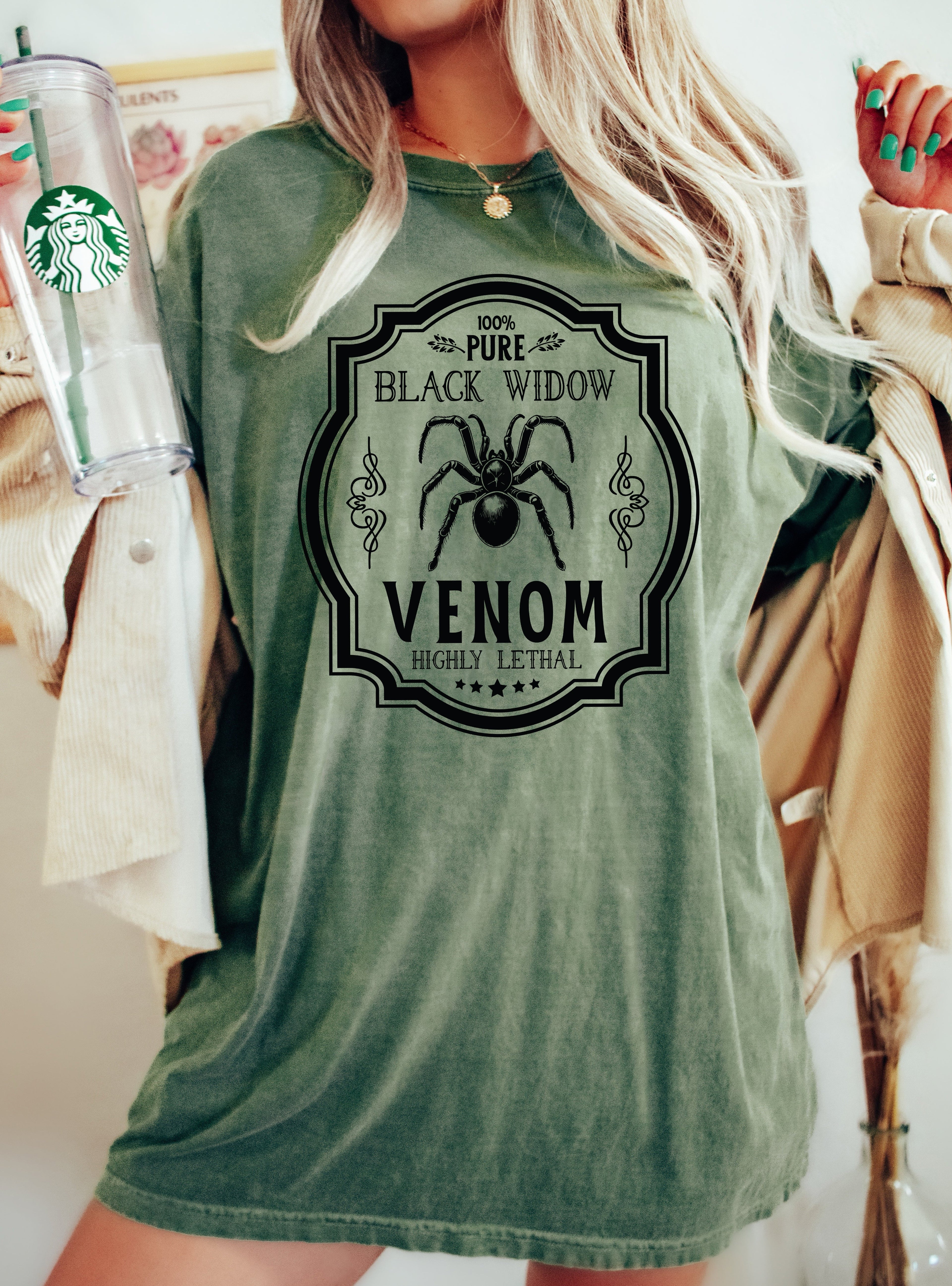 Black Widow, Vintage, Western, Witch, Aesthetic, Meme, Halloween, Costume, Tshirt Comfort Colors T-Shirt