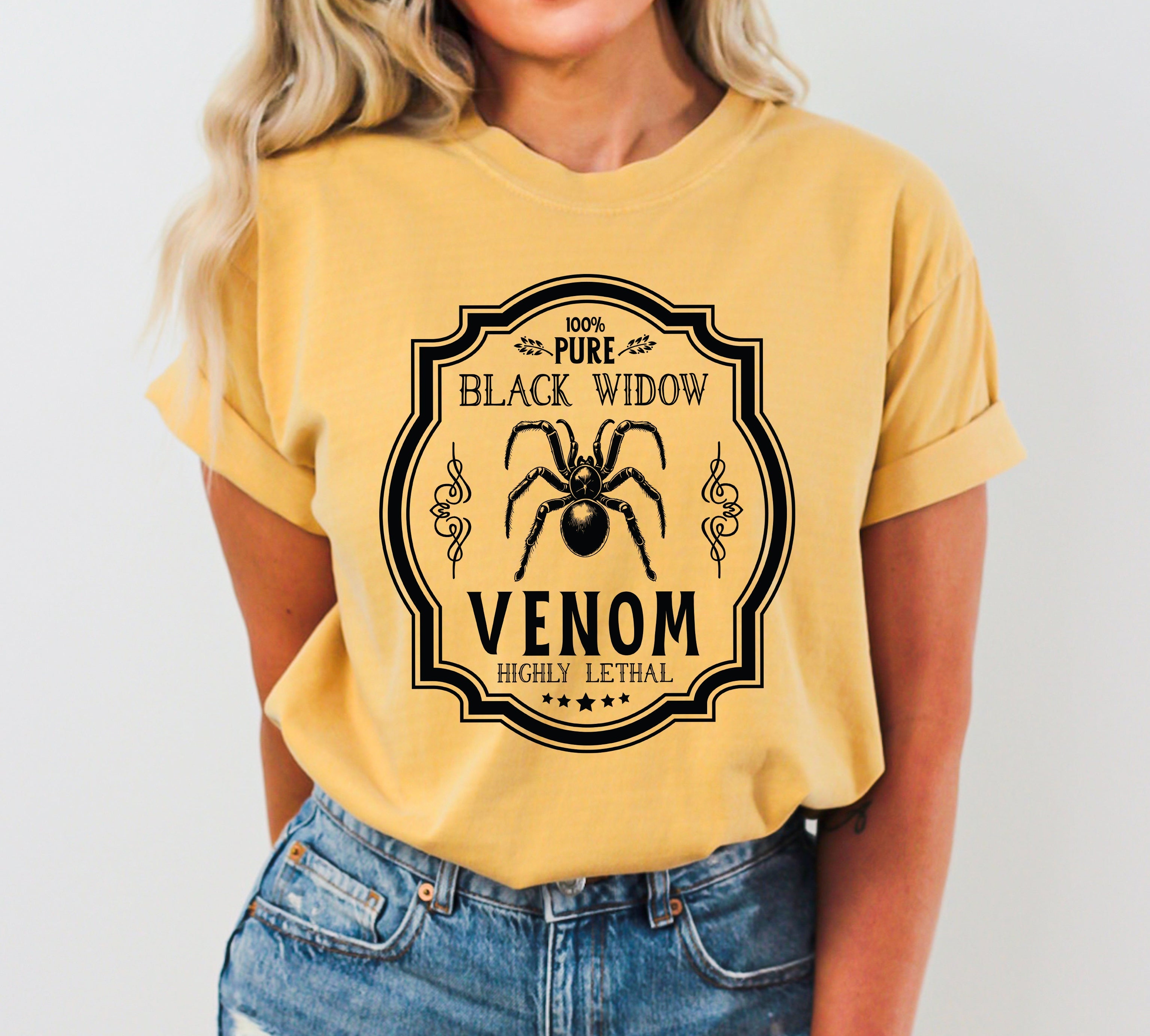 Black Widow, Vintage, Western, Witch, Aesthetic, Meme, Halloween, Costume, Tshirt Comfort Colors T-Shirt