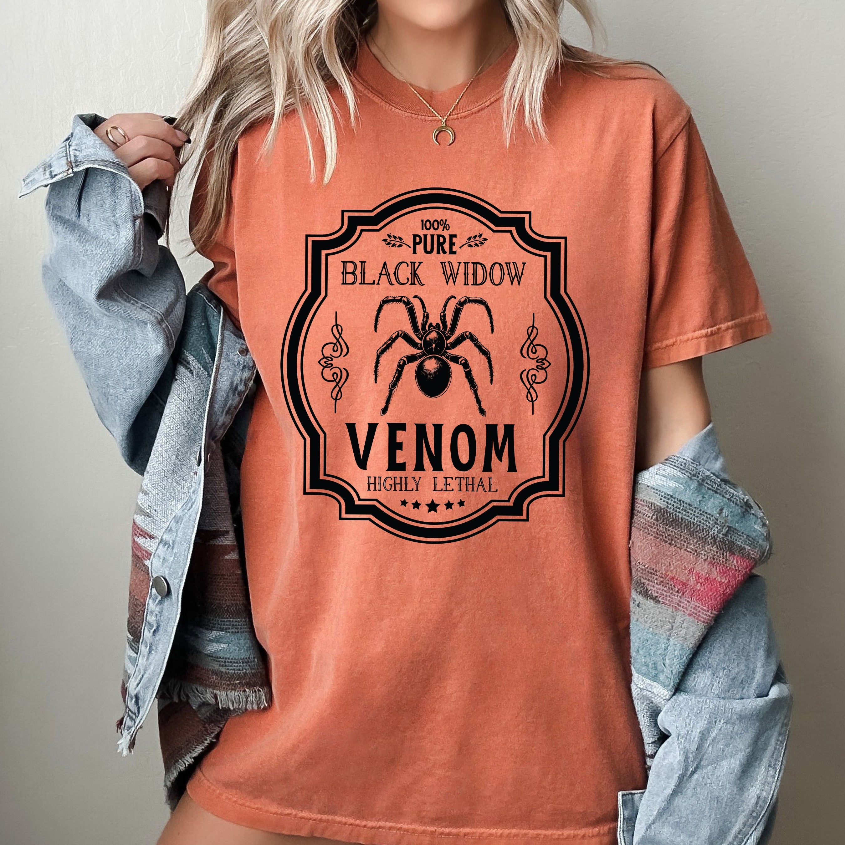 Black Widow, Vintage, Western, Witch, Aesthetic, Meme, Halloween, Costume, Tshirt Comfort Colors T-Shirt