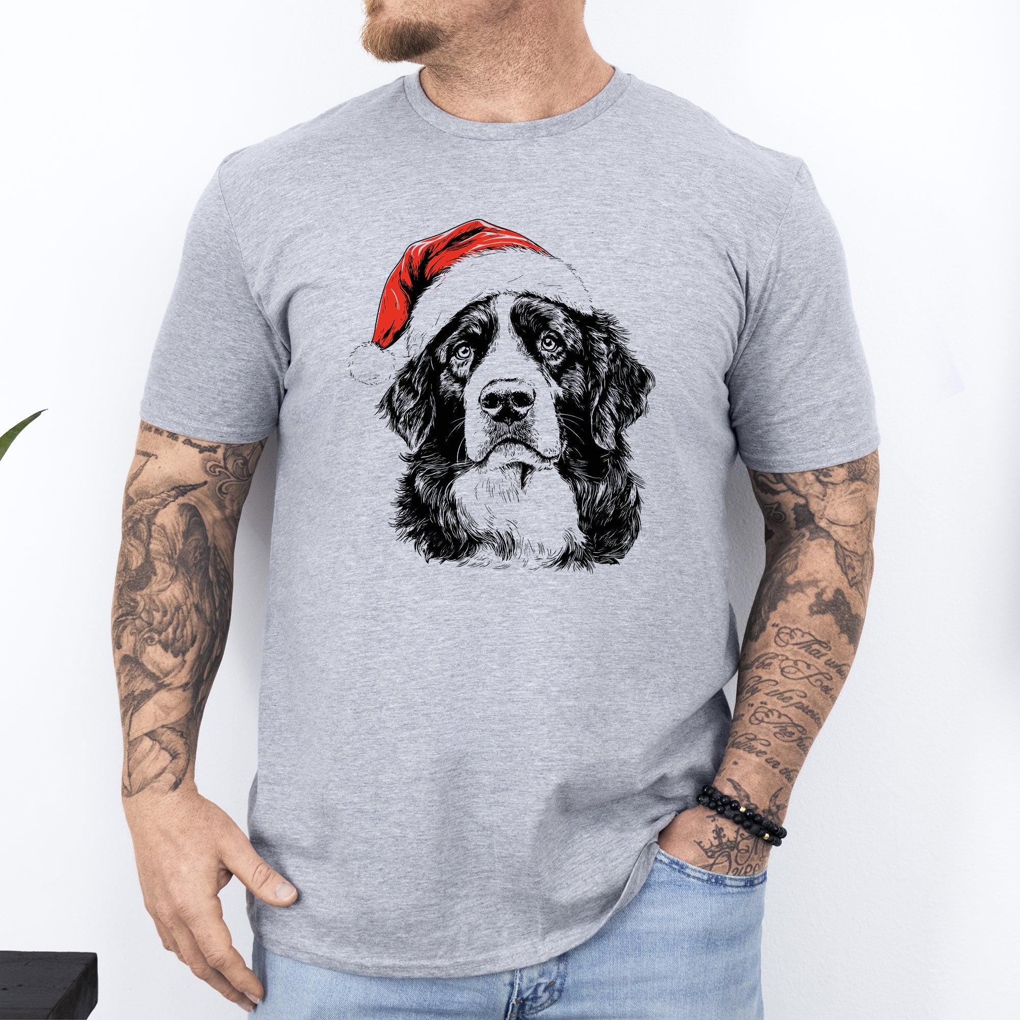 Bernese Mountain, Santa, Dog, Christmas, Dog Lover, Pet T-Shirt Comfort Colors T-Shirt