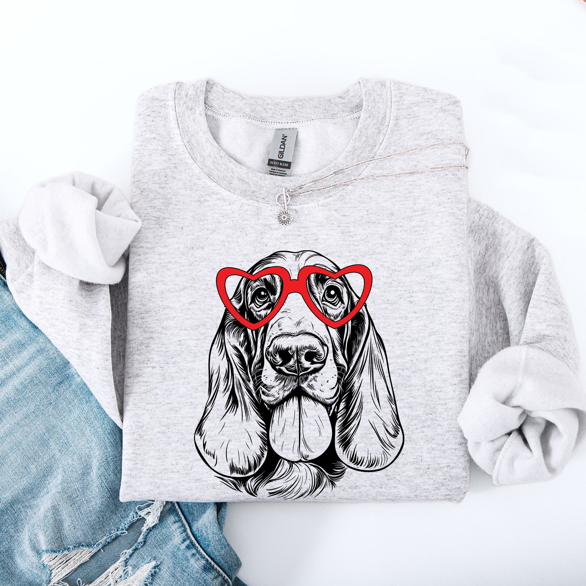 Basset Hound, Pet, Dog Breed, Valentine's Sweatshirt