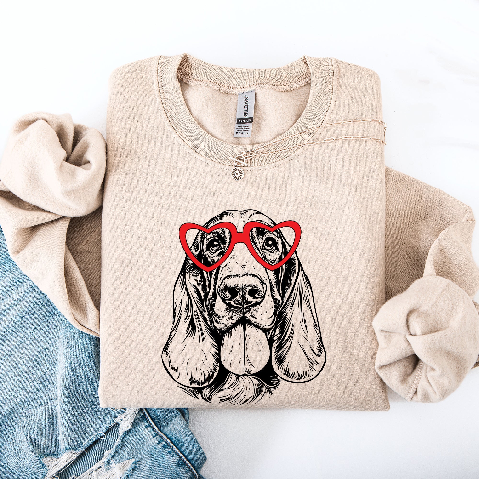 Basset Hound, Pet, Dog Breed, Valentine's Sweatshirt