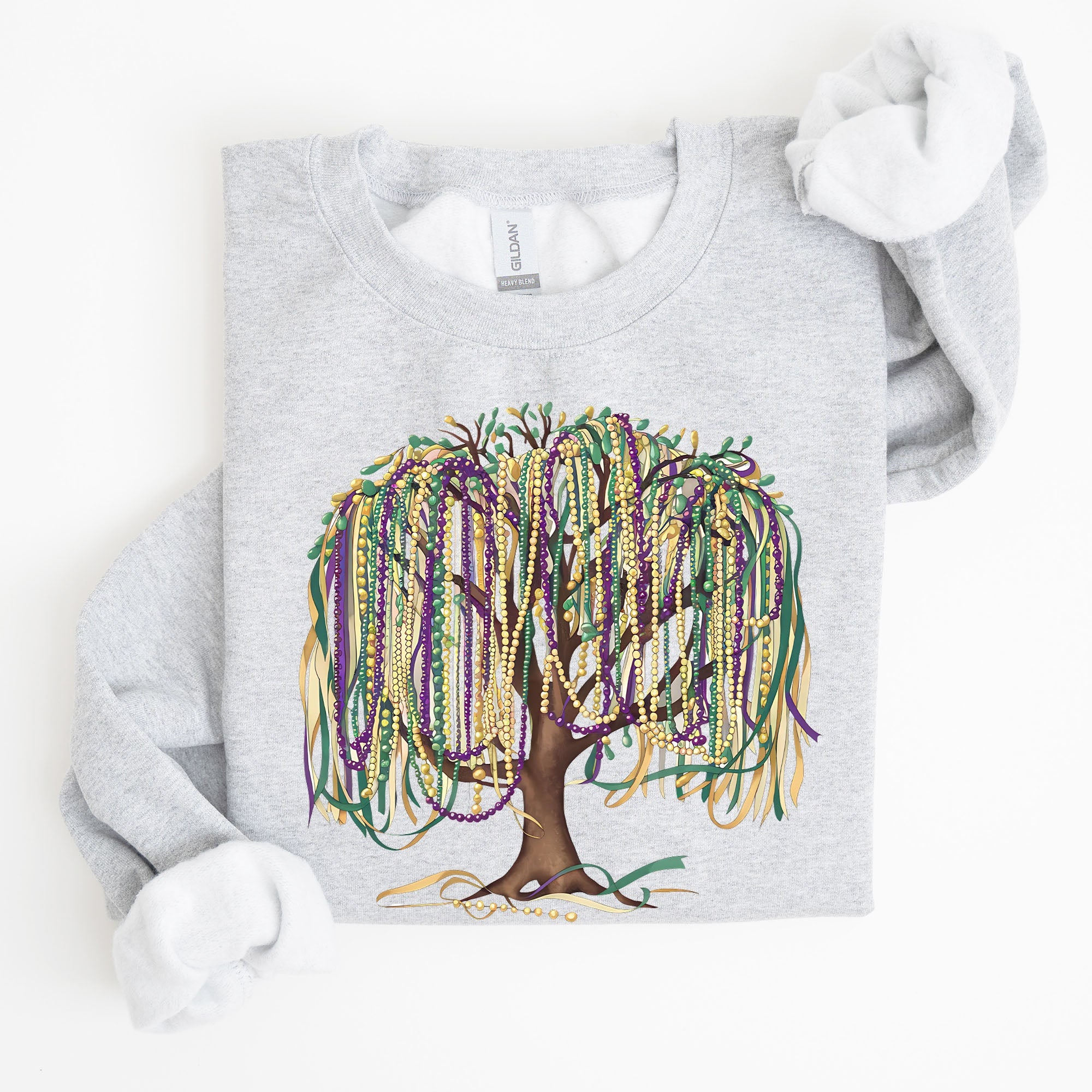 Bead Tree, Mardi Gras, Coquette, Carnival, Fleur de Lis, Fat Tuesday, Parade Sweatshirt