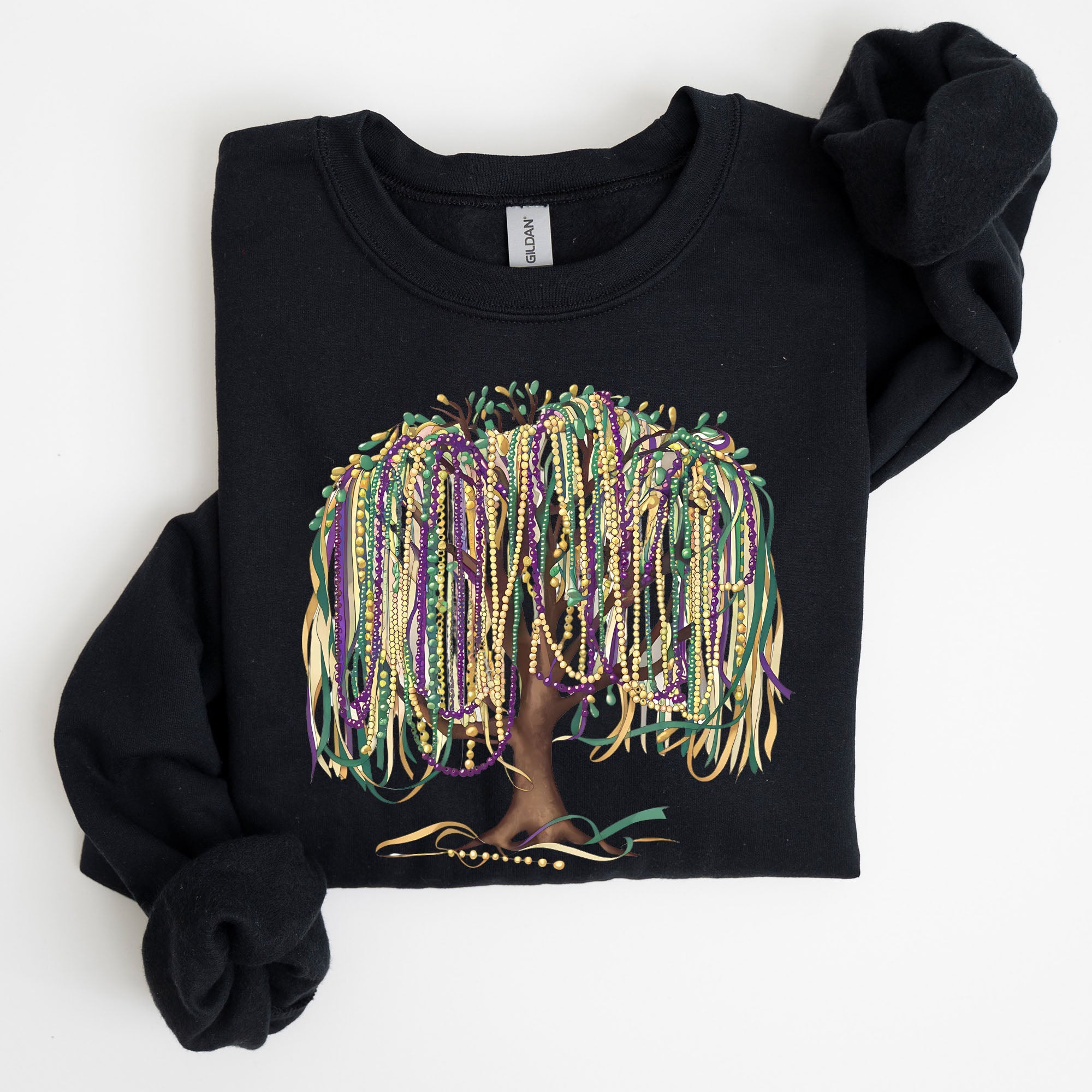 Bead Tree, Mardi Gras, Coquette, Carnival, Fleur de Lis, Fat Tuesday, Parade Sweatshirt