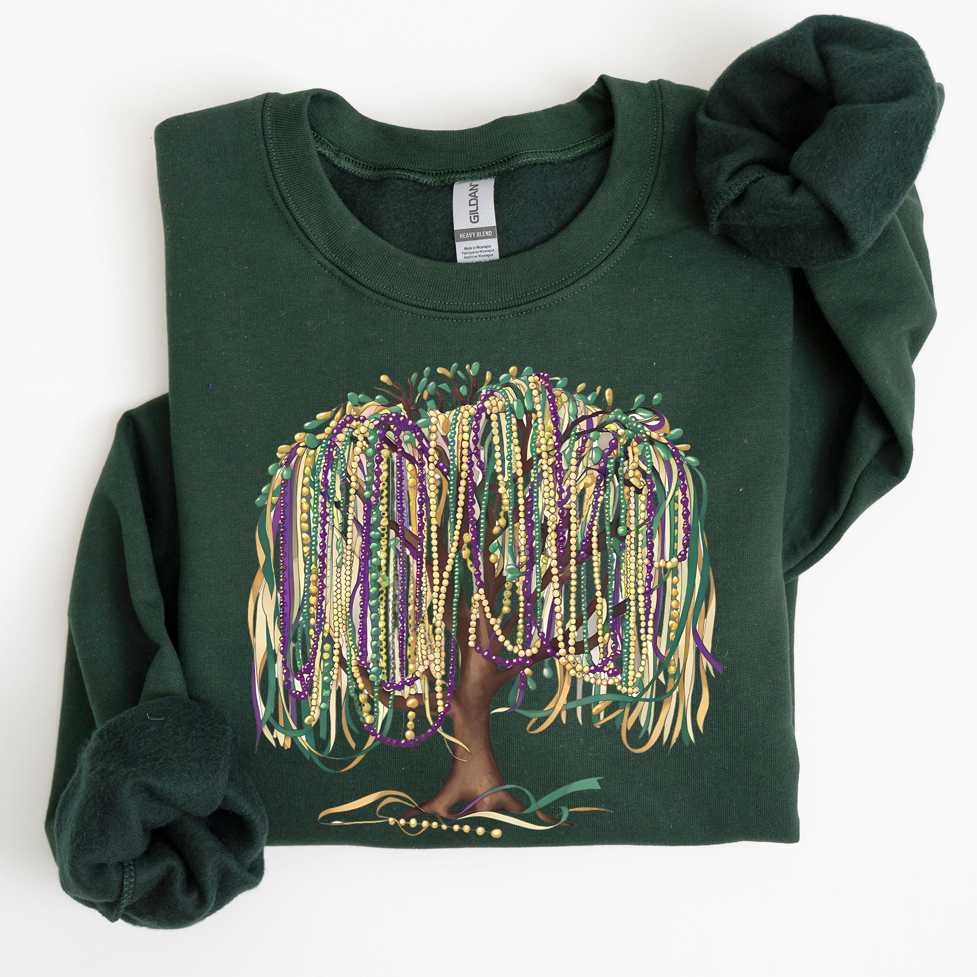 Bead Tree, Mardi Gras, Coquette, Carnival, Fleur de Lis, Fat Tuesday, Parade Sweatshirt