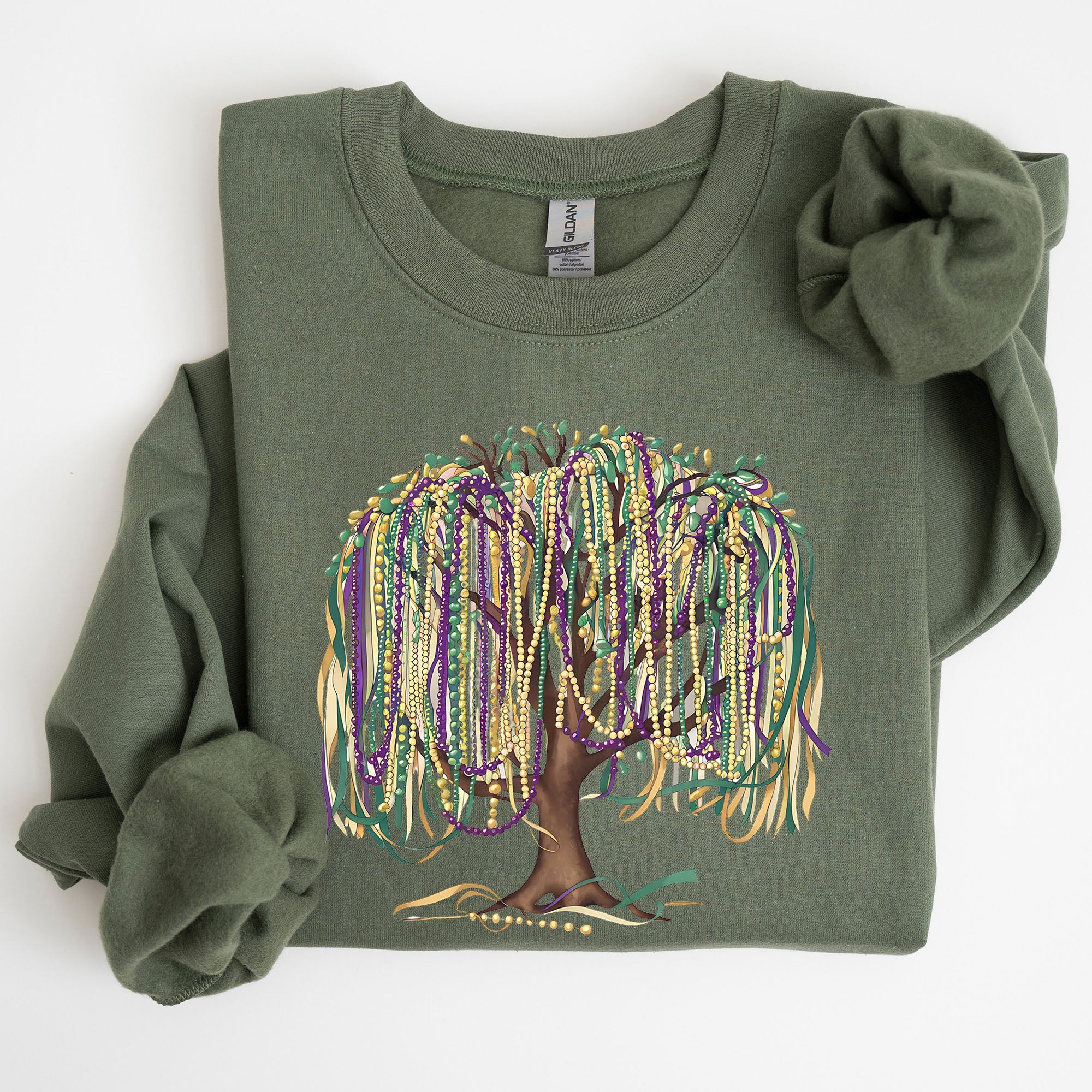 Bead Tree, Mardi Gras, Coquette, Carnival, Fleur de Lis, Fat Tuesday, Parade Sweatshirt