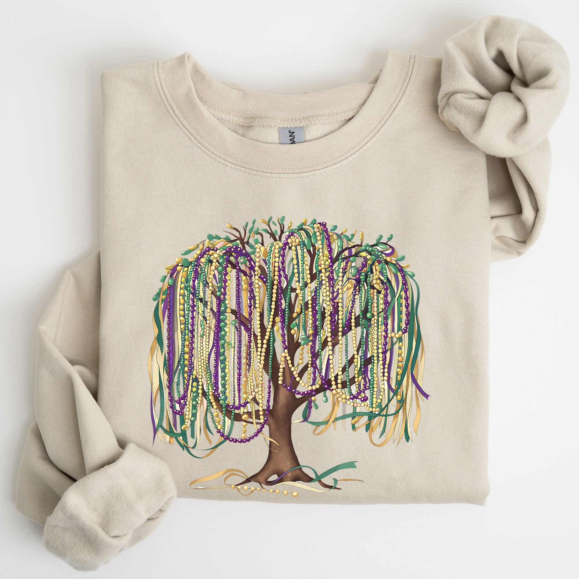 Bead Tree, Mardi Gras, Coquette, Carnival, Fleur de Lis, Fat Tuesday, Parade Sweatshirt