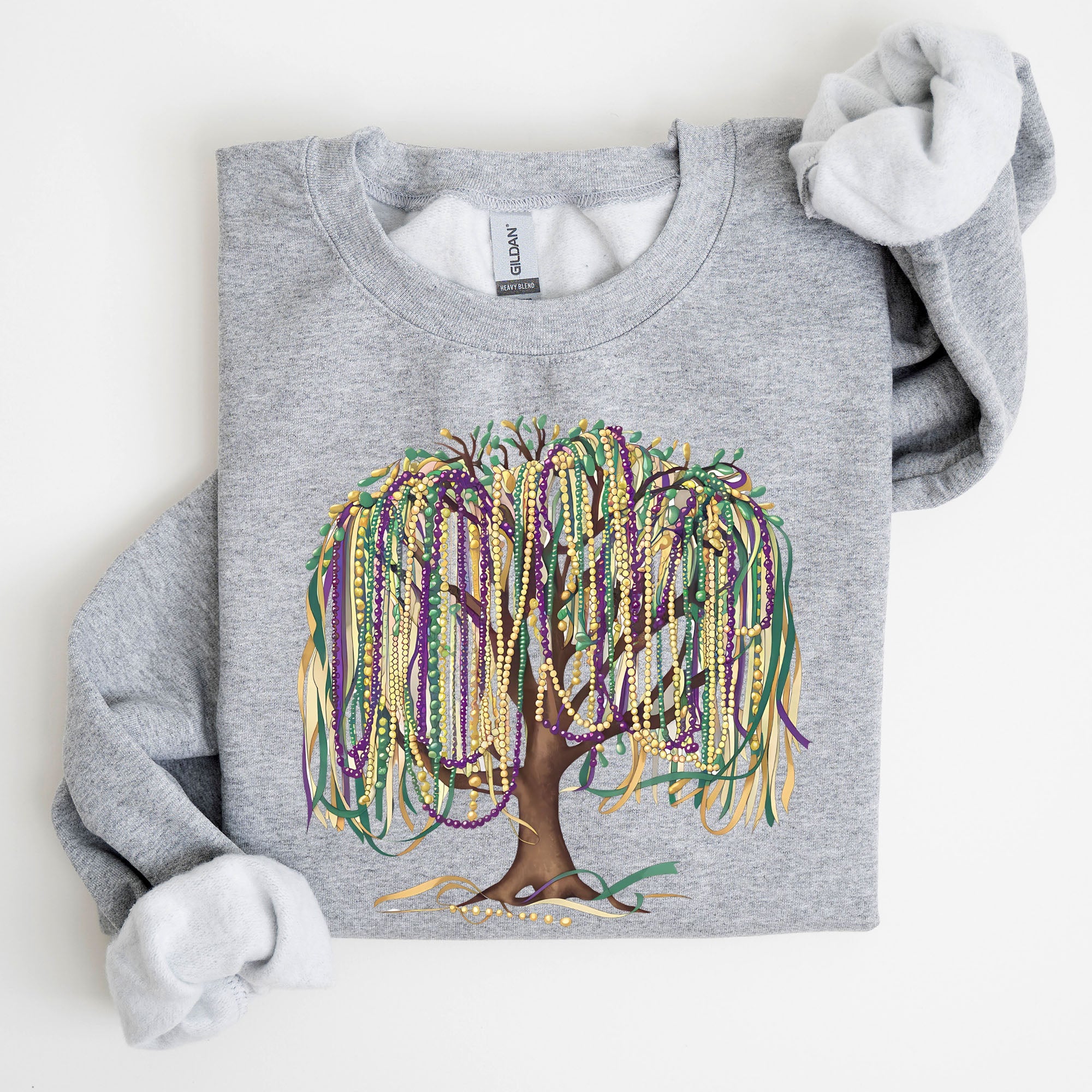 Bead Tree, Mardi Gras, Coquette, Carnival, Fleur de Lis, Fat Tuesday, Parade Sweatshirt