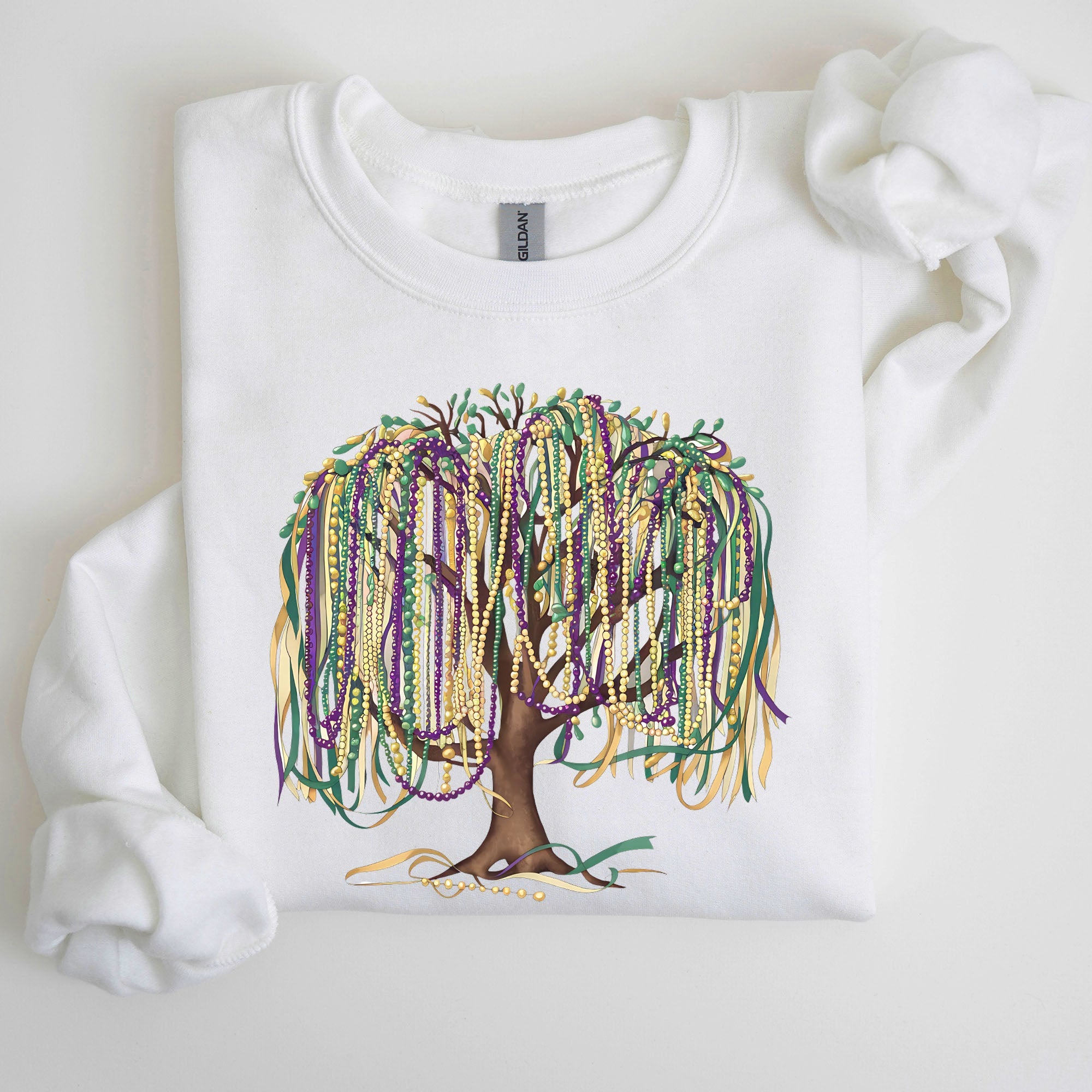 Bead Tree, Mardi Gras, Coquette, Carnival, Fleur de Lis, Fat Tuesday, Parade Sweatshirt