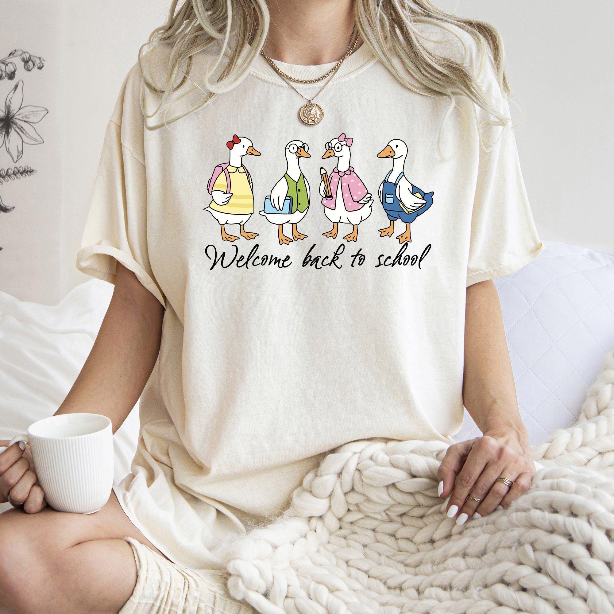 Back to School, Teacher, Goose, Funny, First Day of School, Cute, Teacher Appreciation, Coquette, Comfort Colors T-Shirt